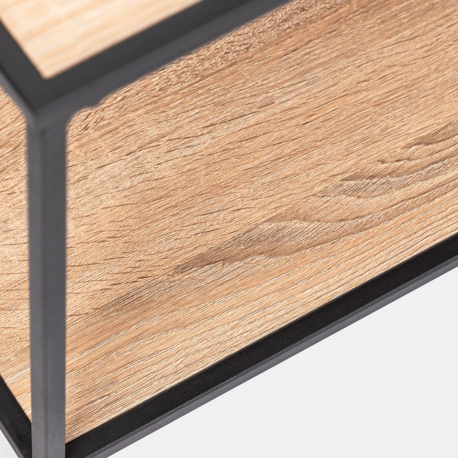 Tavolino 80x80 cm in metallo nero e legno rovere - Breeze