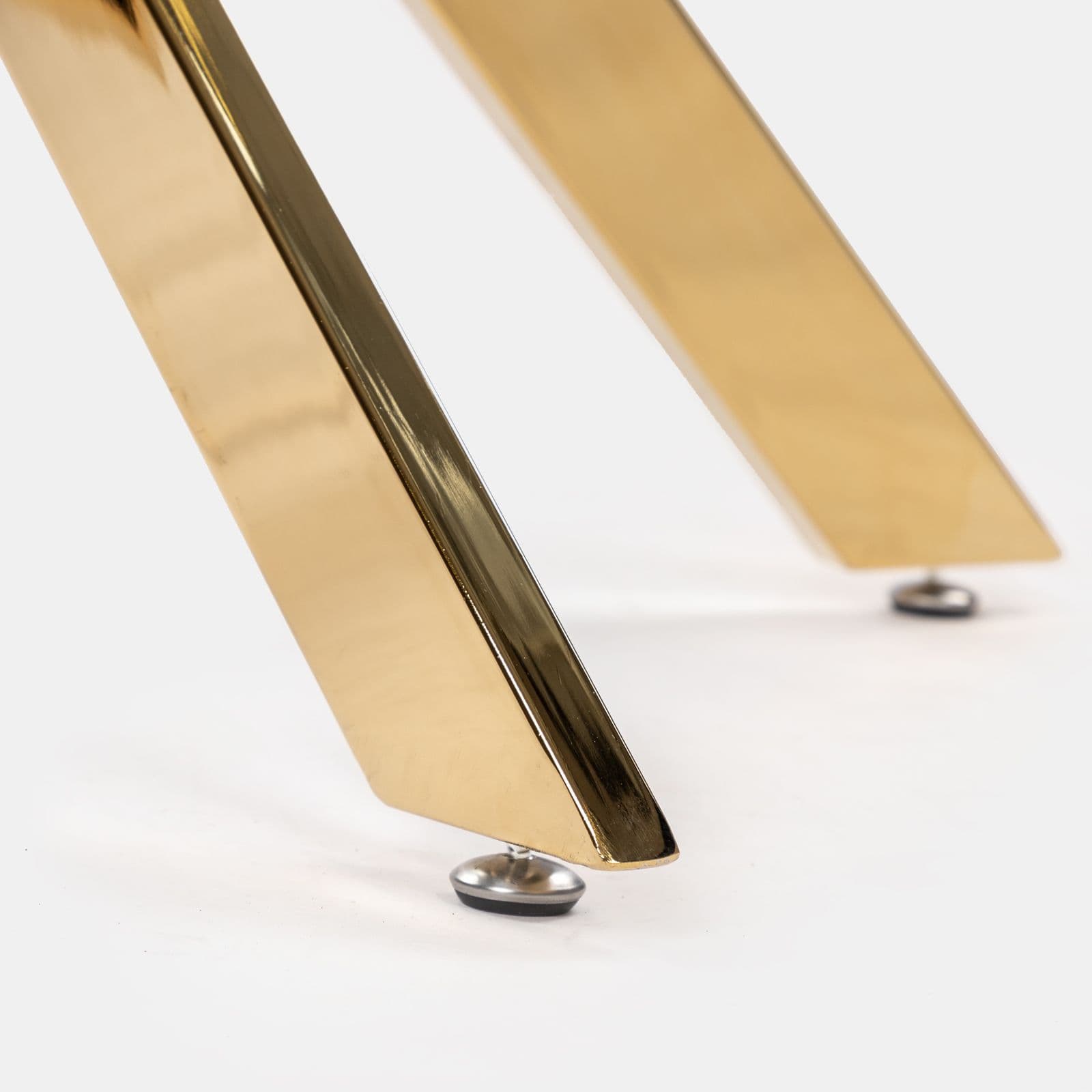 Tavolo da pranzo rotondo 100 cm piano in vetro trasparente 10 mm e gambe incrociate oro - Noel