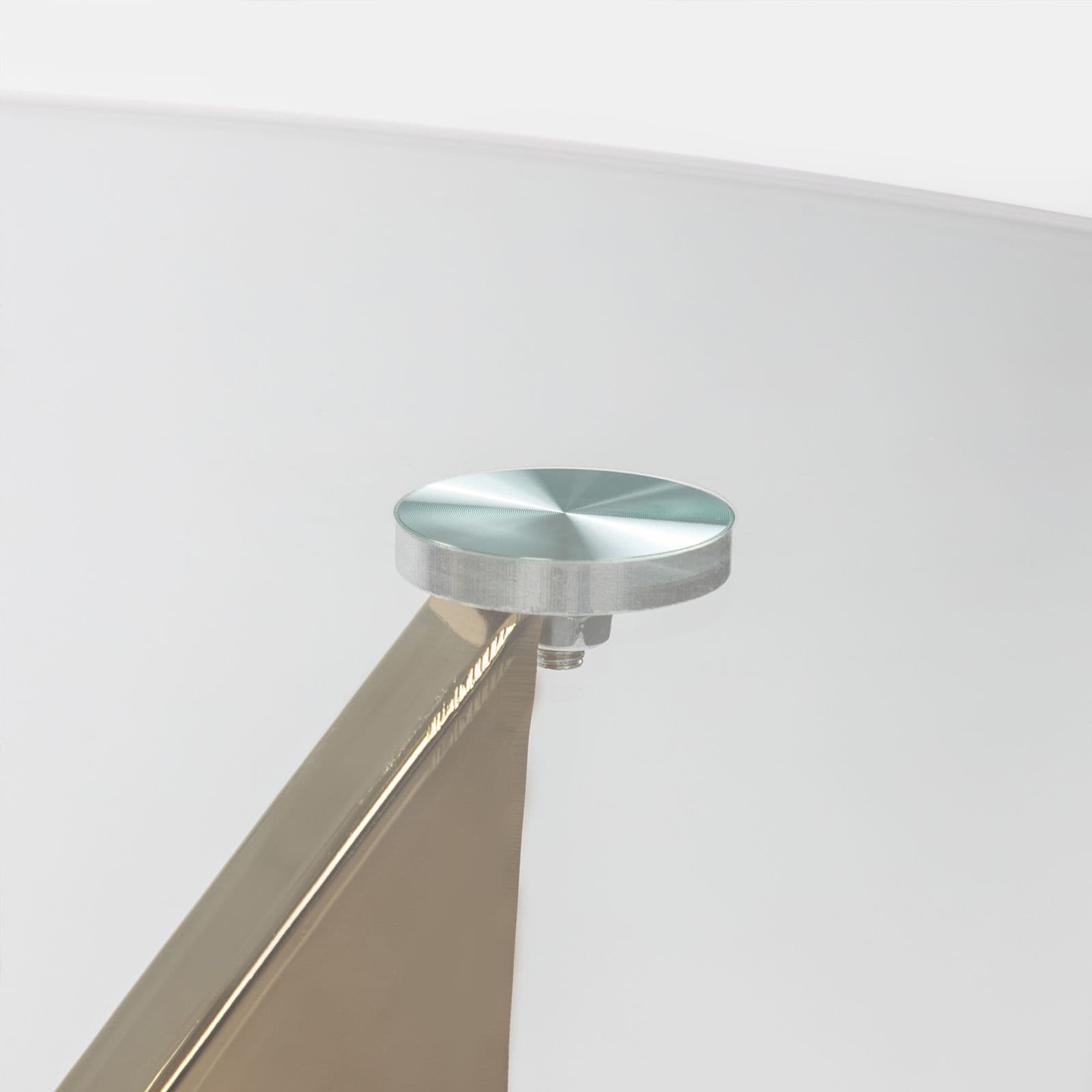 Tavolo da pranzo rotondo 100 cm piano in vetro trasparente 10 mm e gambe incrociate oro - Noel