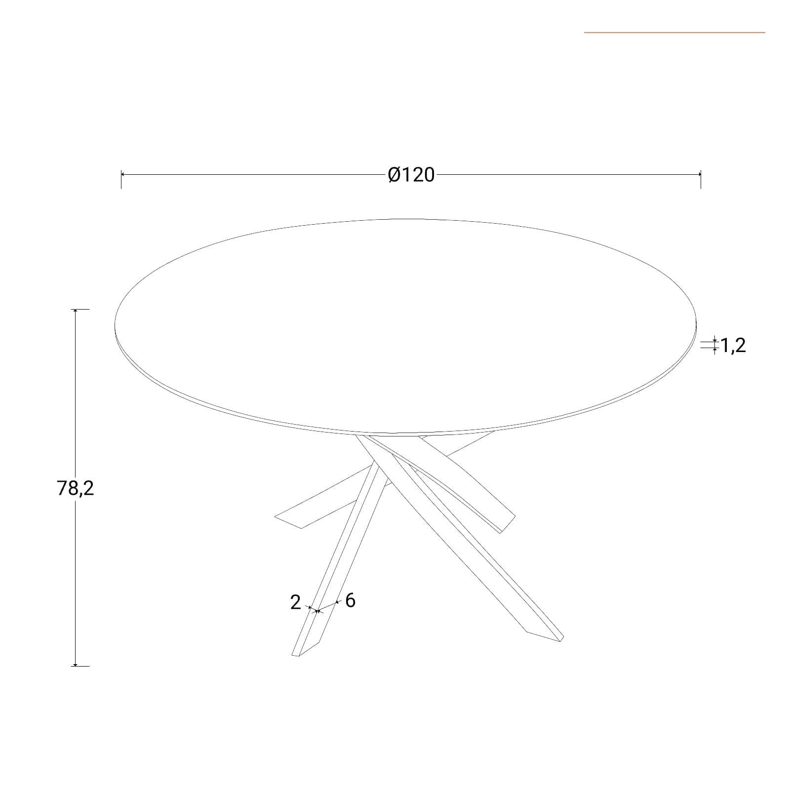 Tavolo da pranzo rotondo 120 cm piano in ceramica bianco 12 mm e gambe incrociate oro - Noel