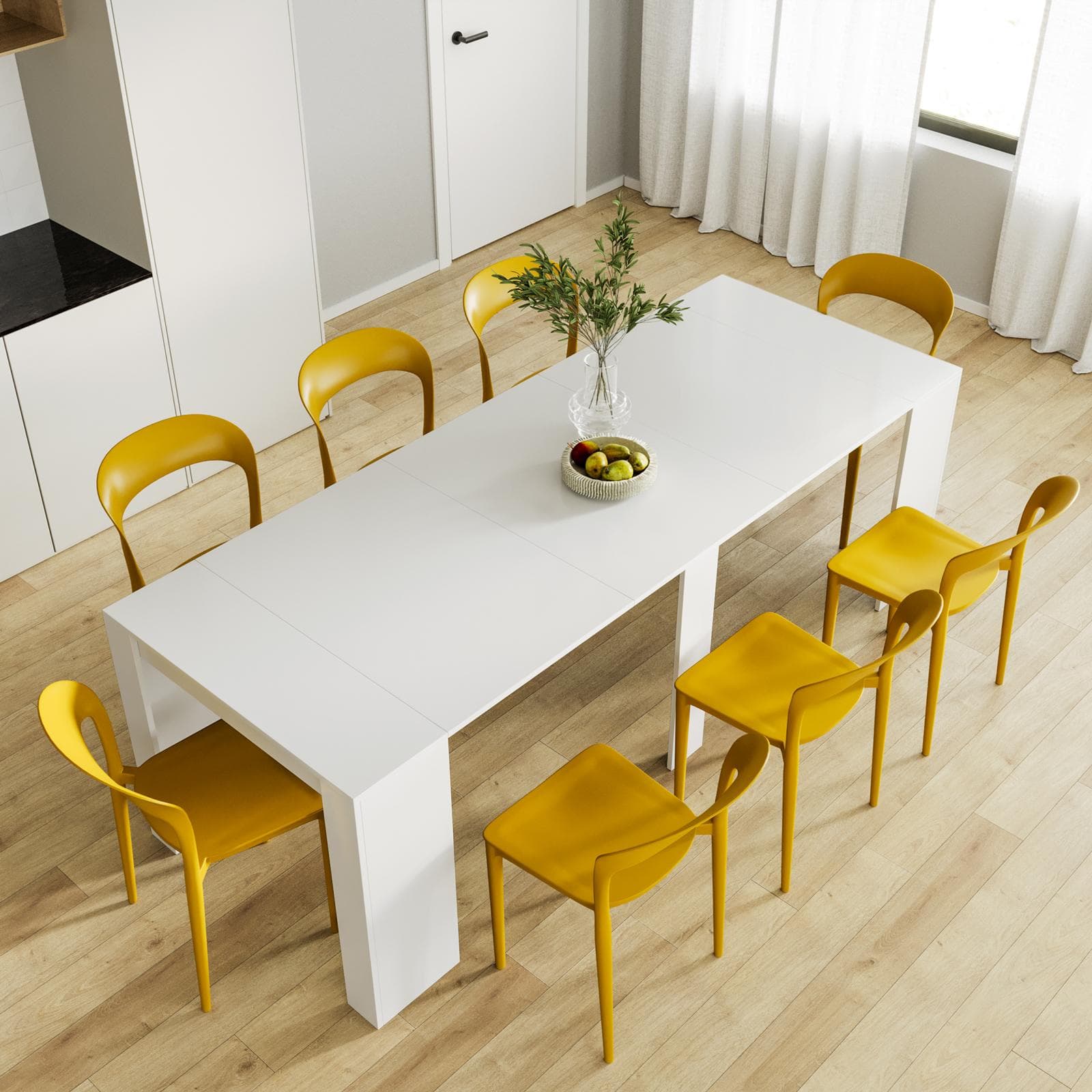 Tavolo consolle allungabile 54-239x90 cm bianco - Yona
