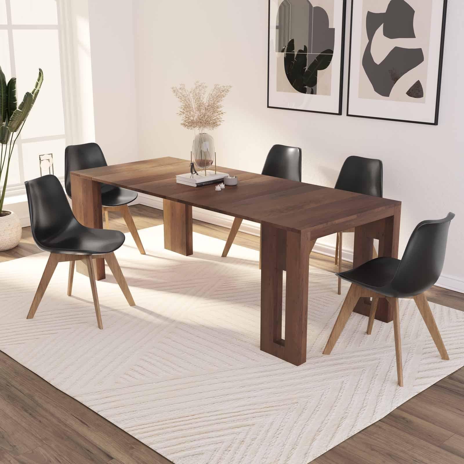 Tavolo consolle allungabile salvaspazio 55-215x90 cm legno scuro - City
