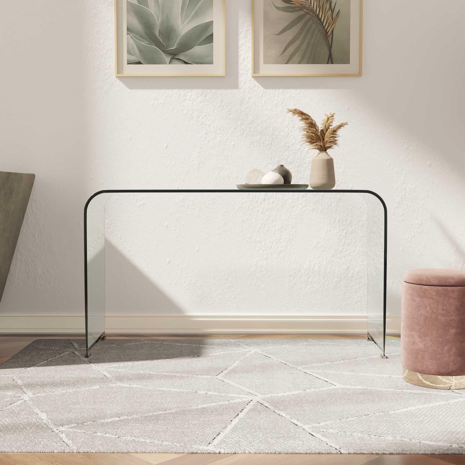 Consolle 125x40 cm in vetro trasparente curvato - City