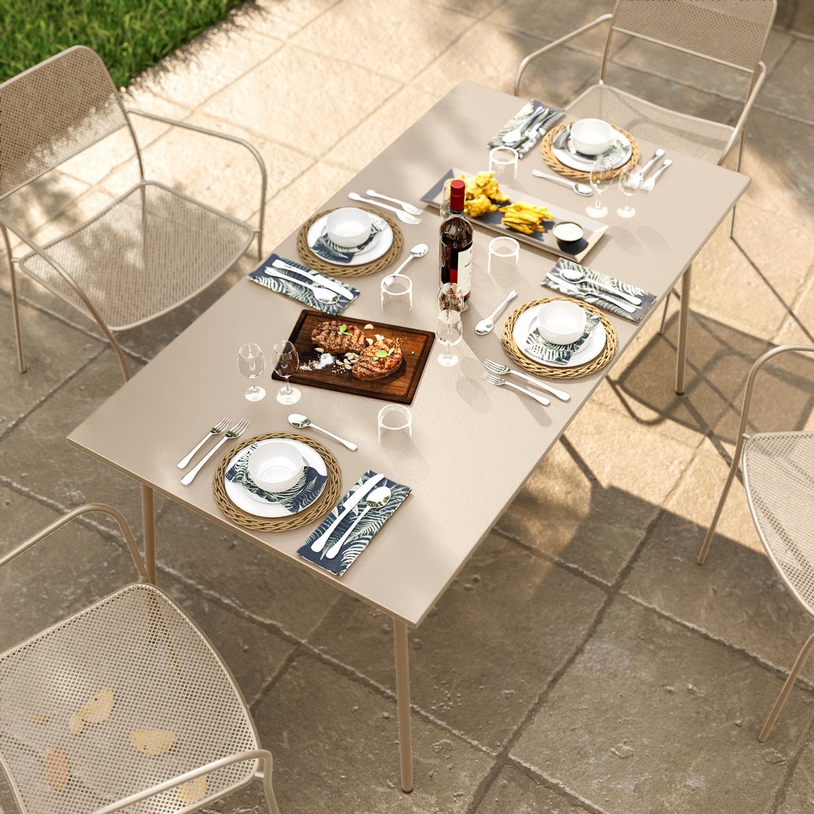 Tavolo da esterno 150x80 cm in acciaio vaniglia - Faber