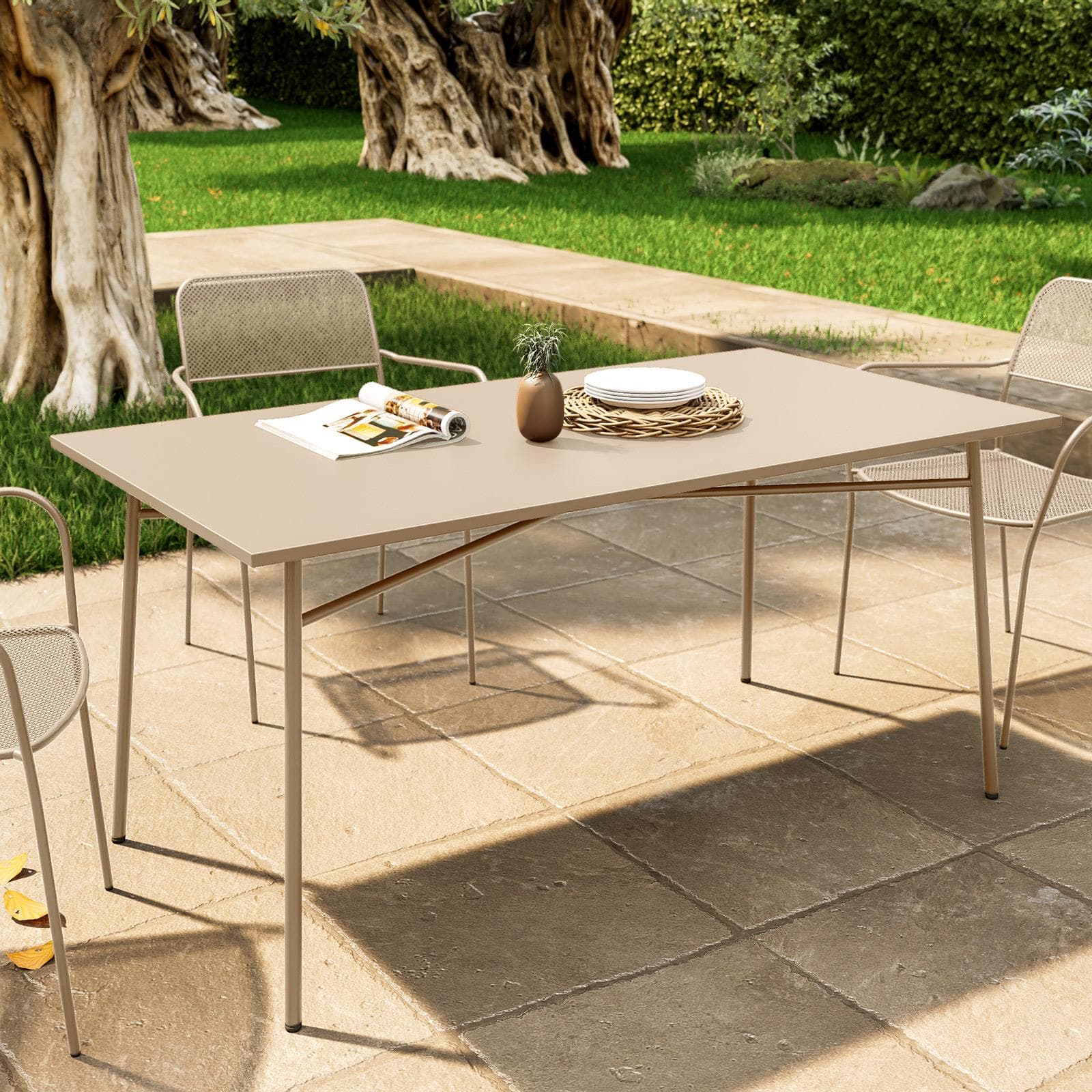 Tavolo da esterno 150x80 cm in acciaio vaniglia - Faber