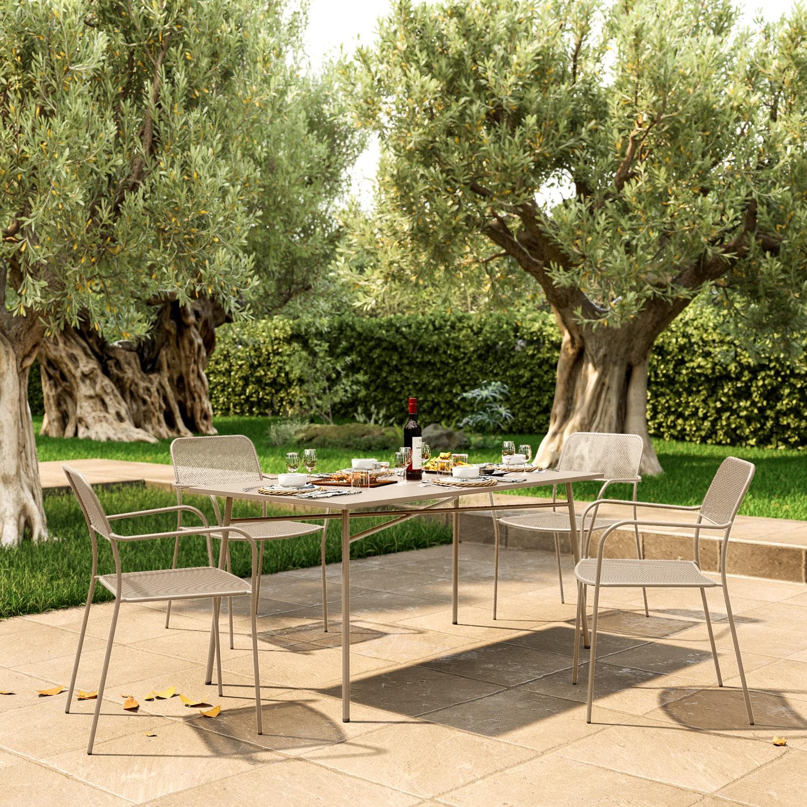 Tavolo da esterno 150x80 cm in acciaio vaniglia - Faber