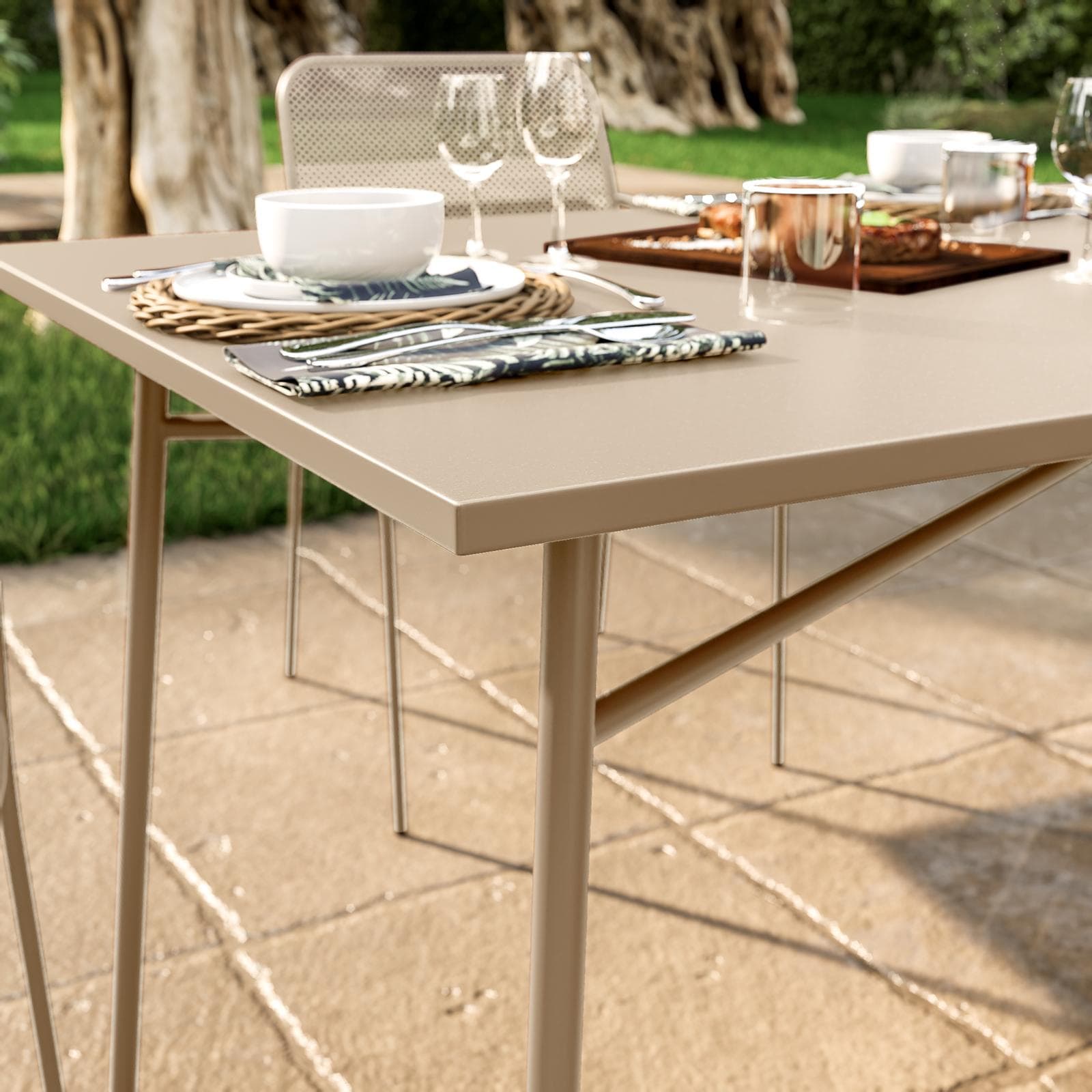 Tavolo da esterno 150x80 cm in acciaio vaniglia - Faber