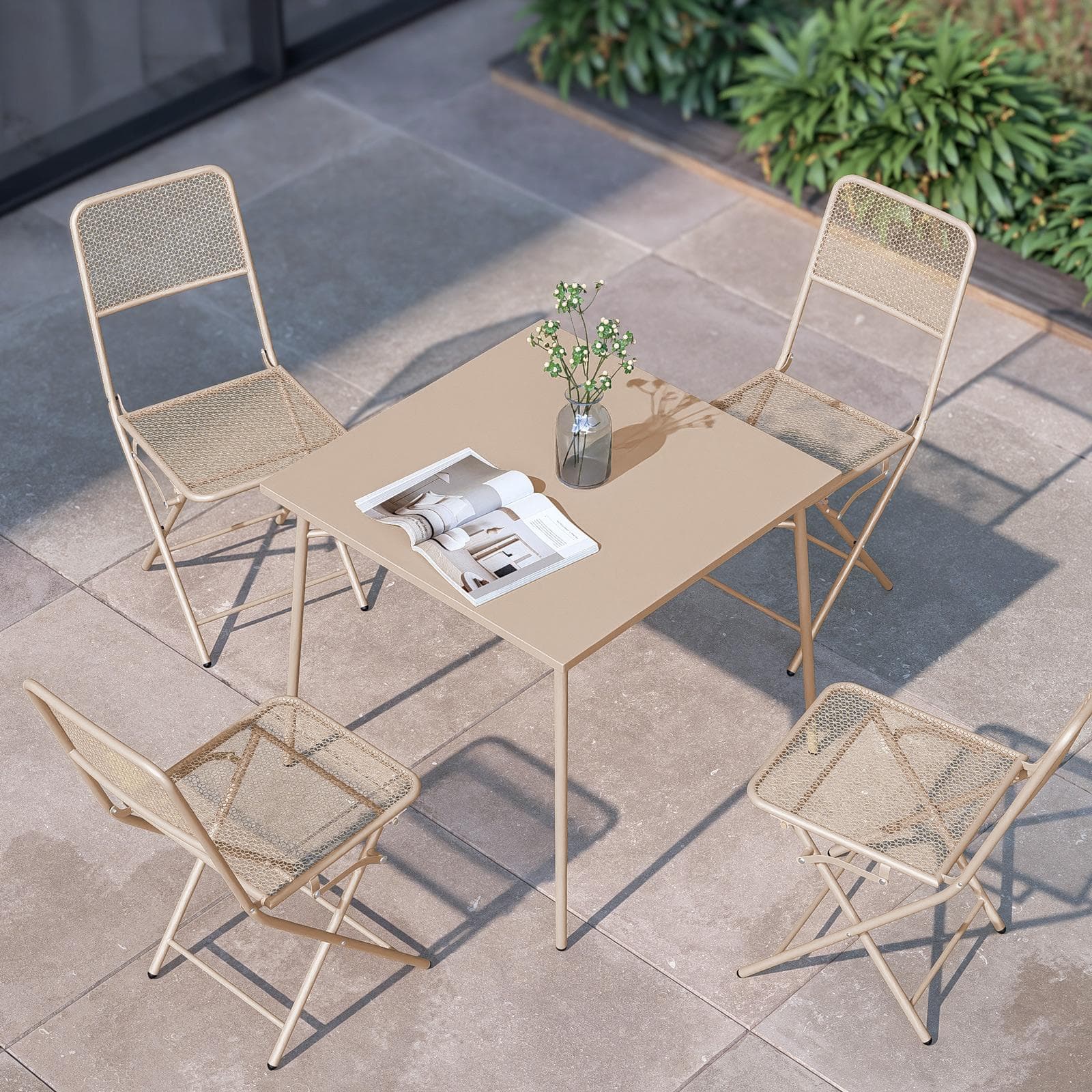 Tavolo da esterno 80x80 cm in acciaio vaniglia - Faber