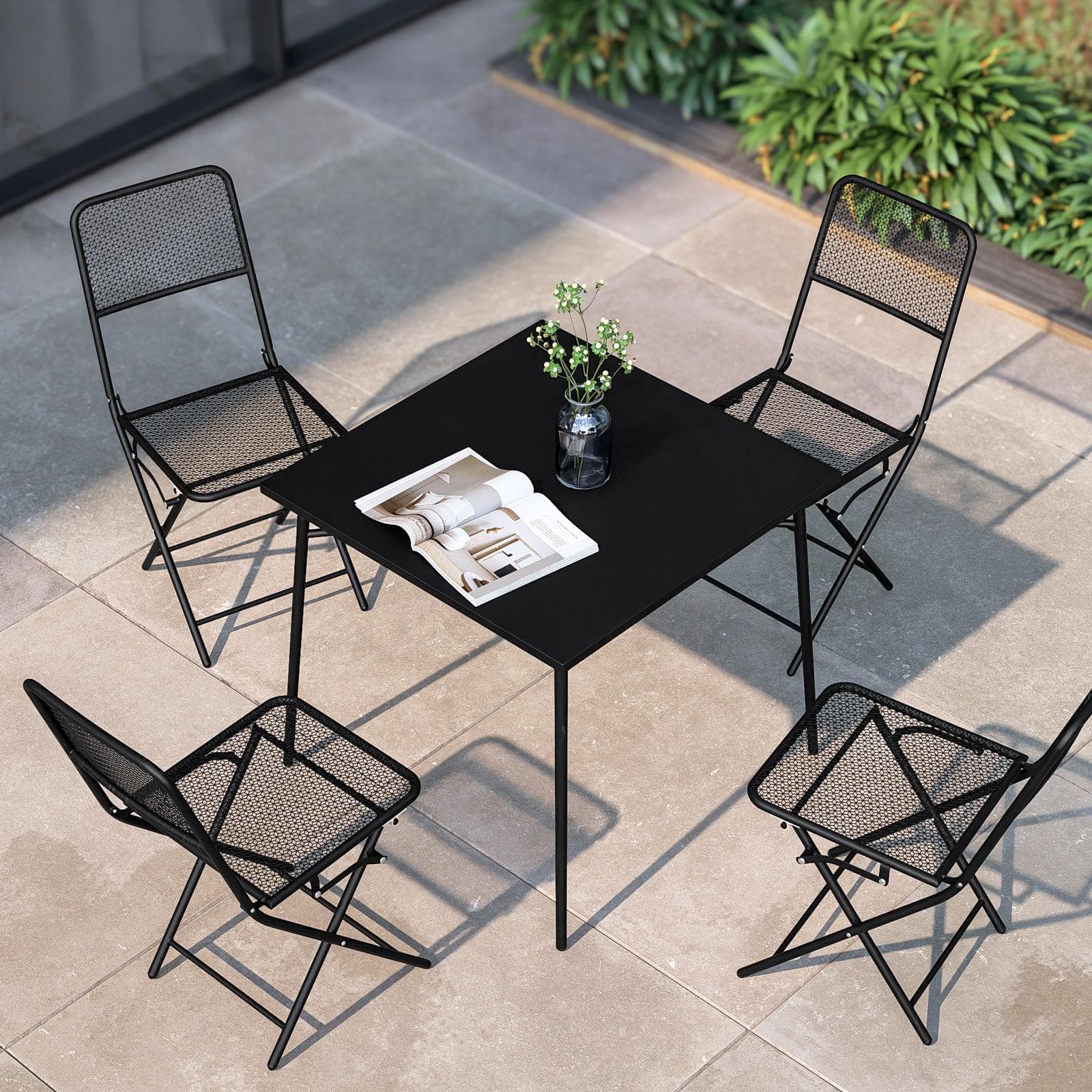 Tavolo da esterno 80x80 cm in acciaio nero - Faber