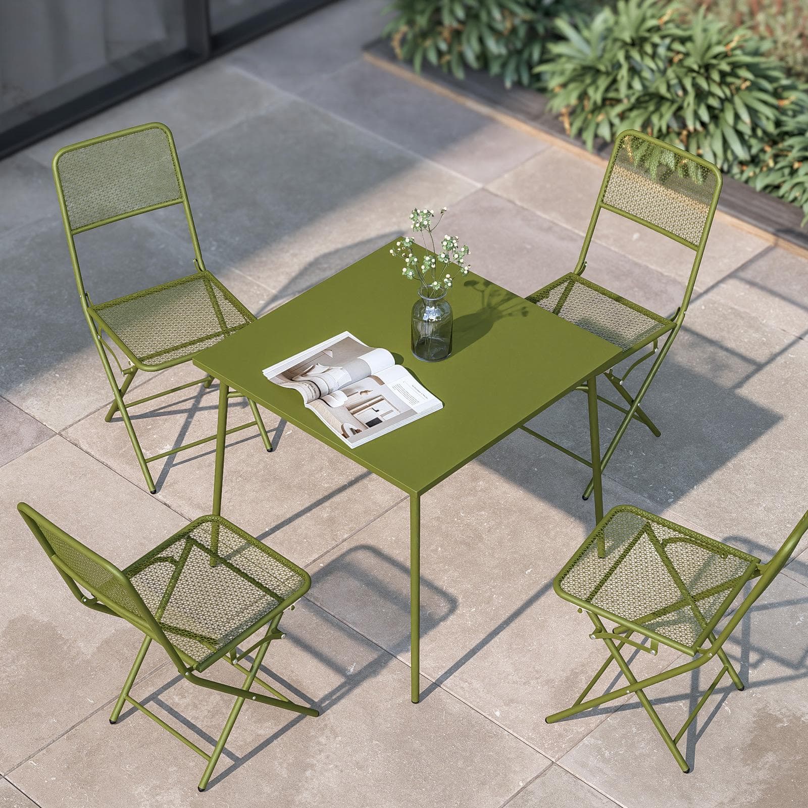 Tavolo da esterno 80x80 cm in acciaio verde oliva - Faber