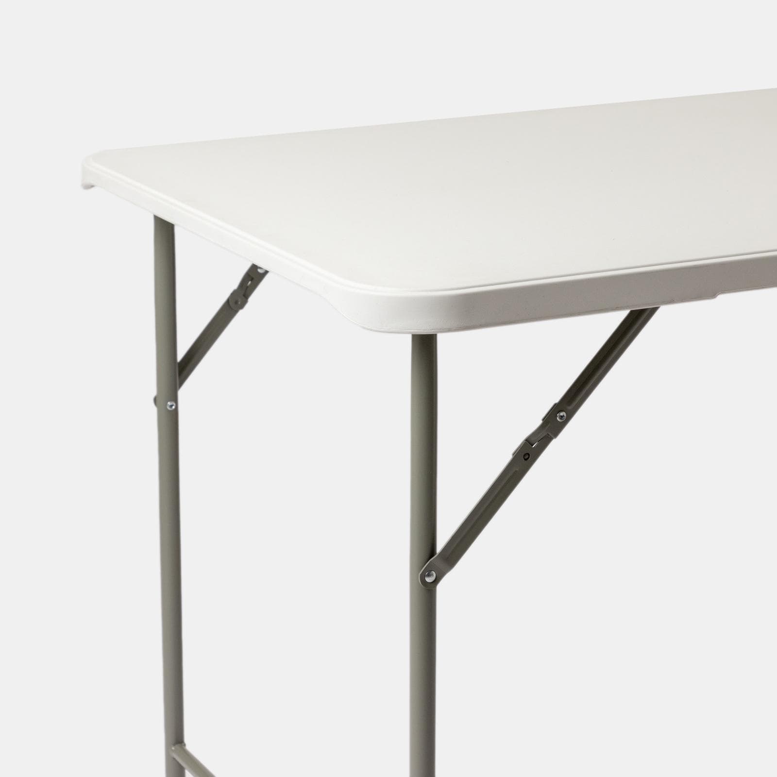 Tavolo da catering pieghevole 180x70 cm con gambe ad L in acciaio grigio opaco e top in resina bianco - Tasfa