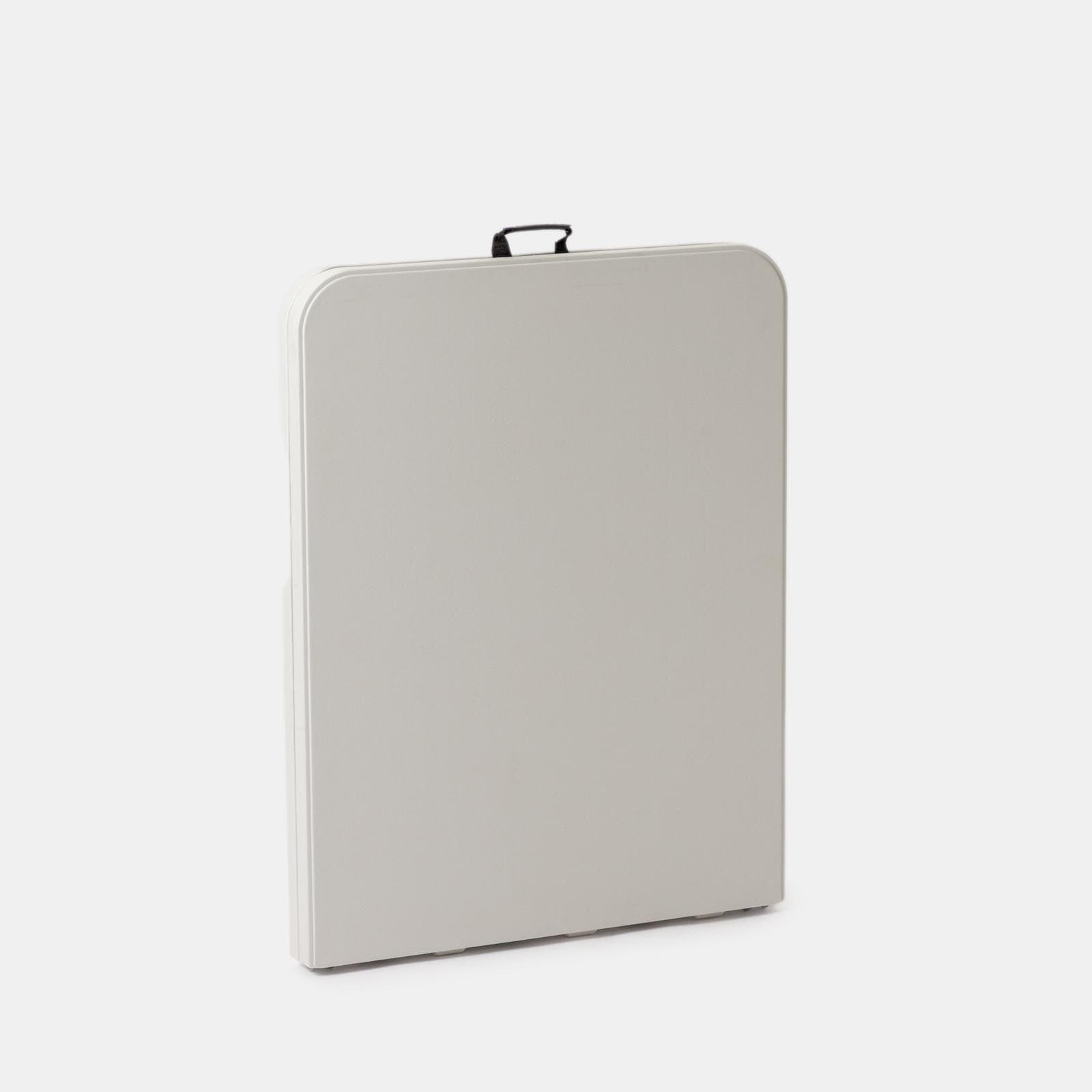 Tavolo da catering pieghevole 180x70 cm con gambe ad L in acciaio grigio opaco e top in resina bianco - Tasfa