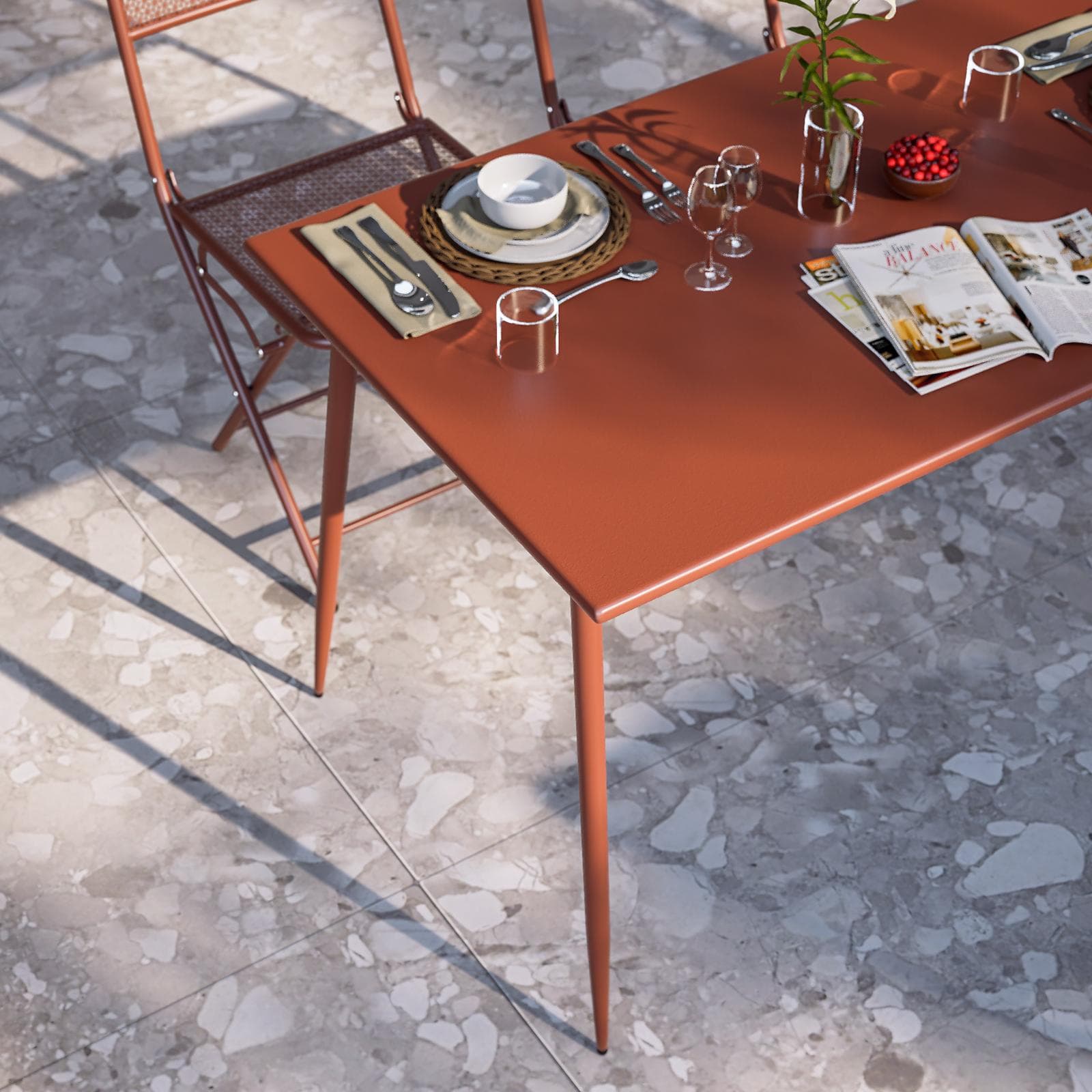 Tavolo da esterno 120x70 cm in acciaio terracotta - Faber