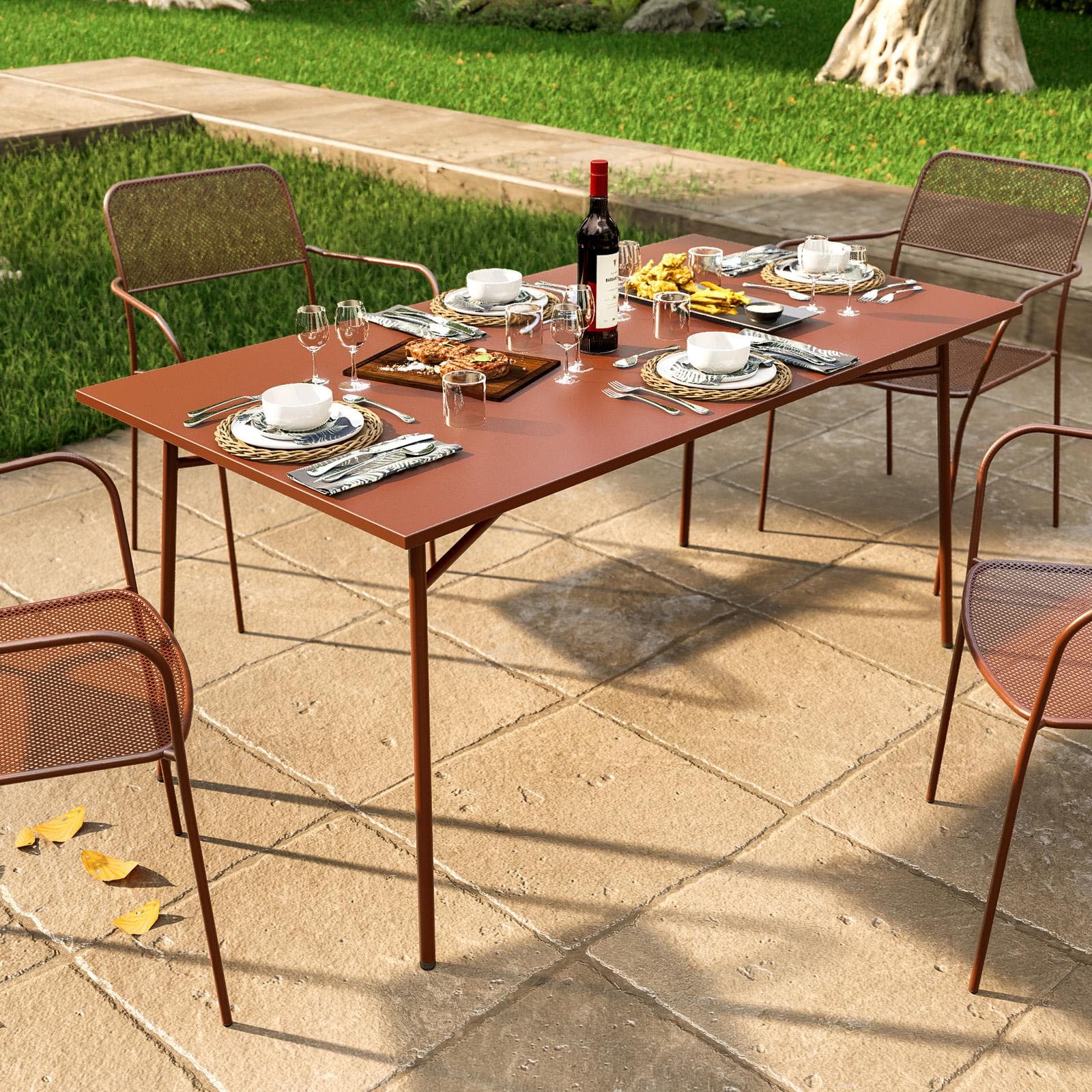 Tavolo da esterno 150x80 cm in acciaio terracotta - Faber