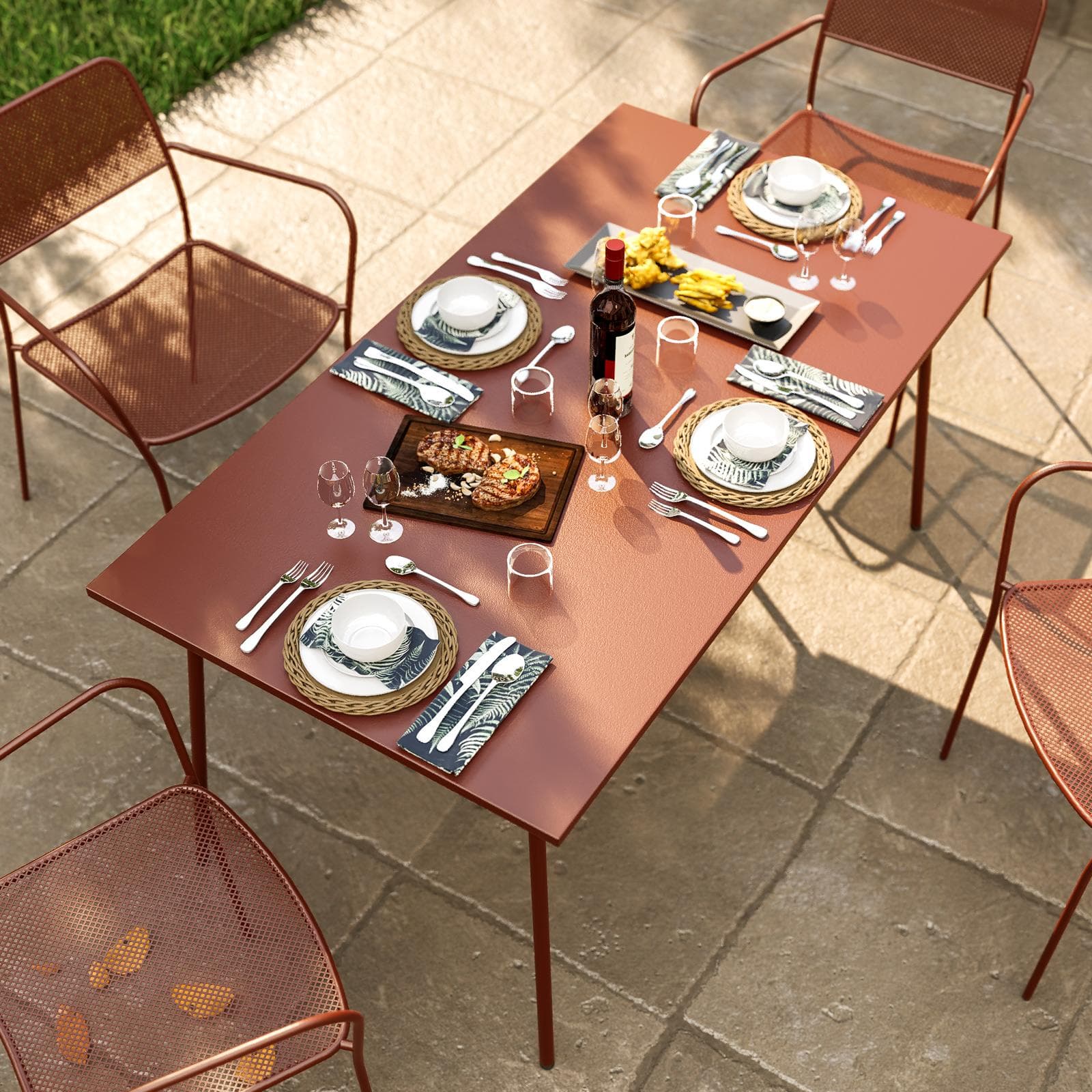 Tavolo da esterno 150x80 cm in acciaio terracotta - Faber
