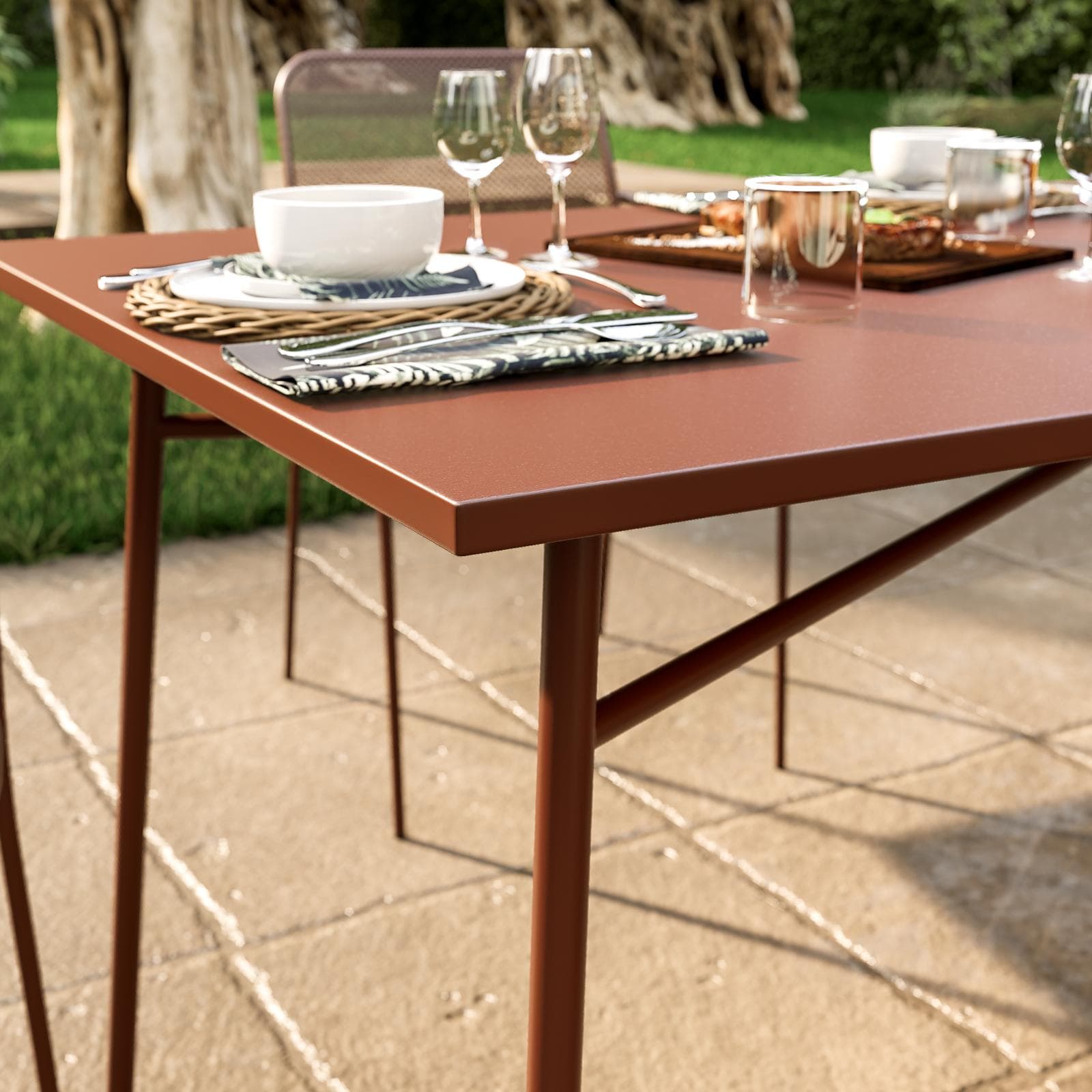 Tavolo da esterno 150x80 cm in acciaio terracotta - Faber
