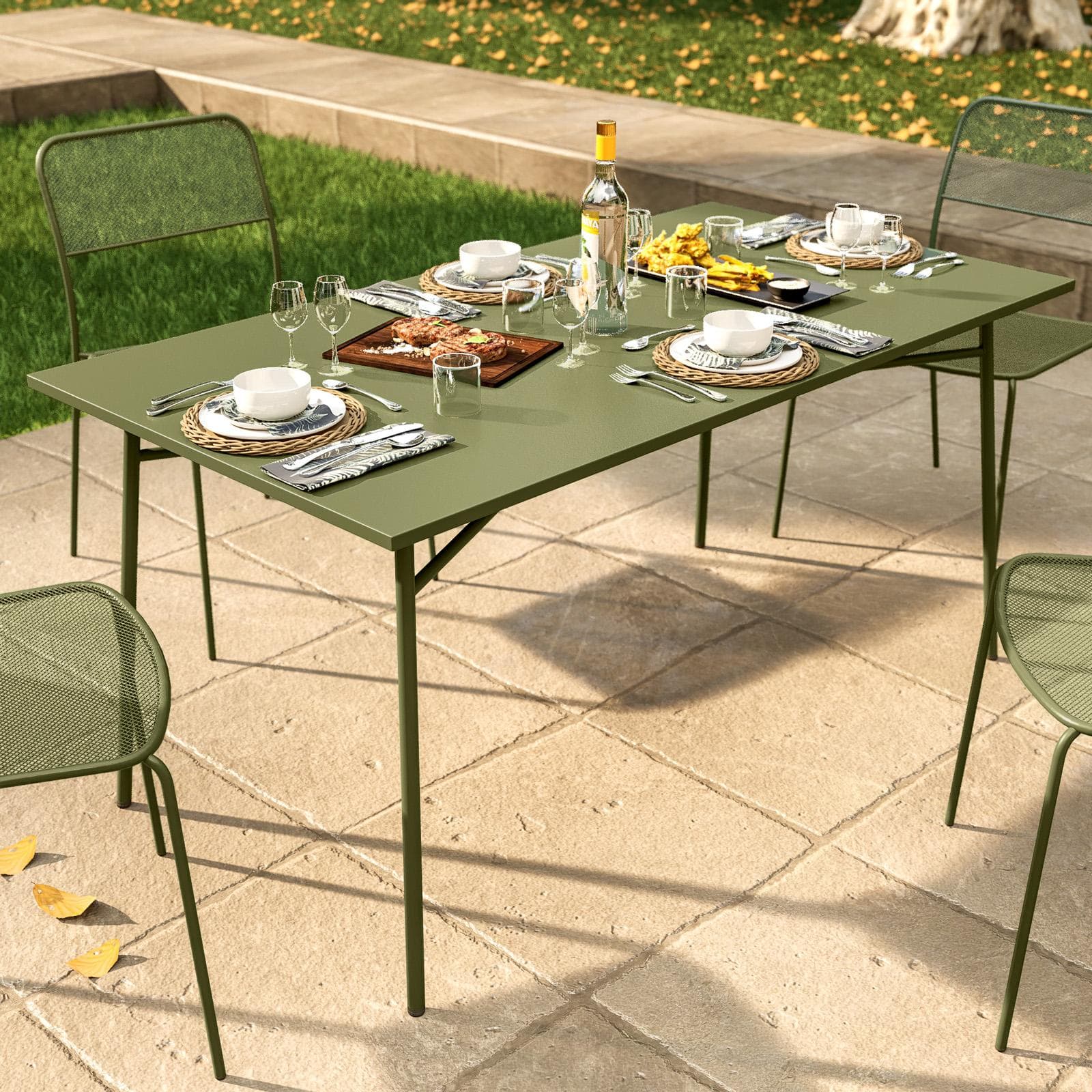 Tavolo da esterno 150x80 cm in acciaio verde oliva - Faber