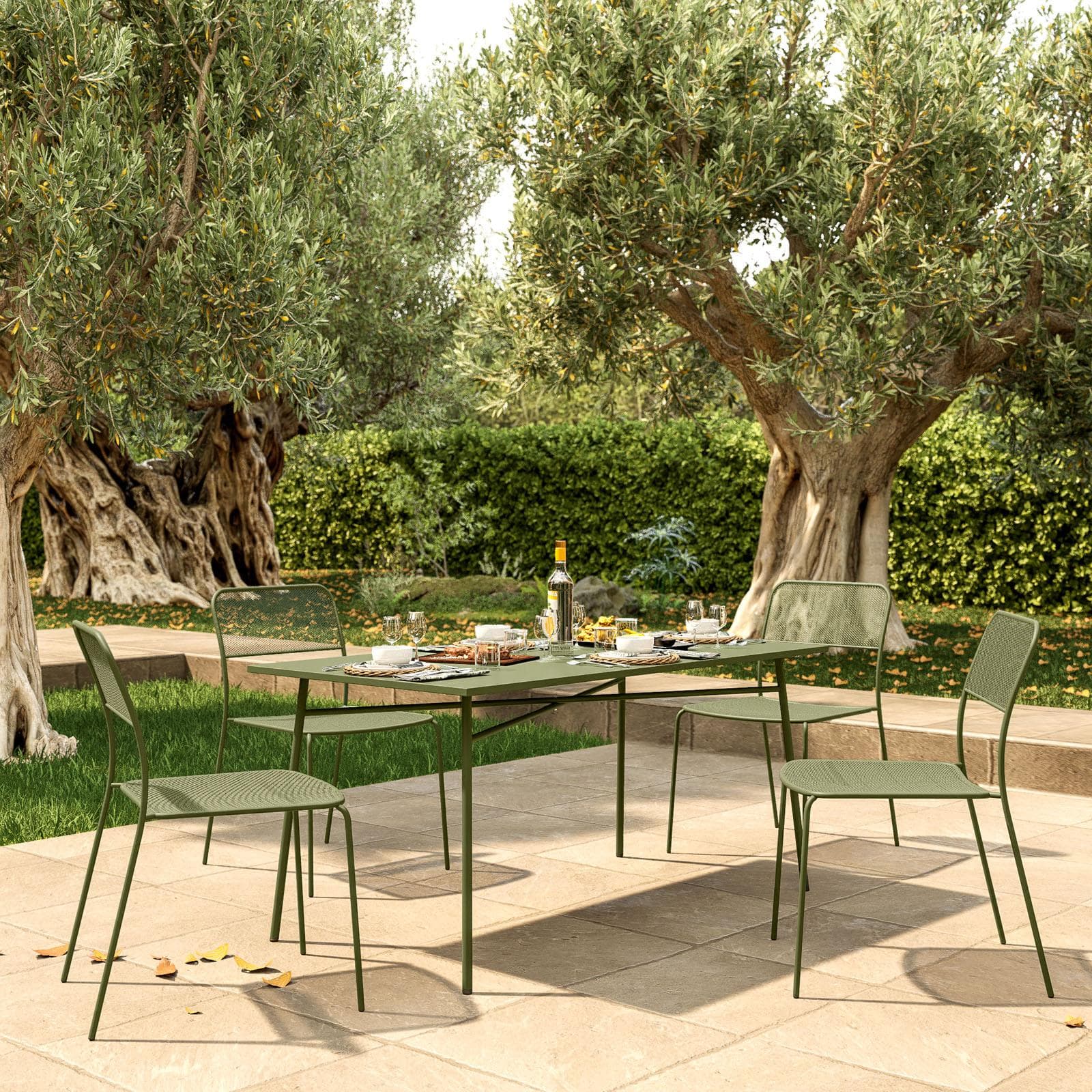 Tavolo da esterno 150x80 cm in acciaio verde oliva - Faber