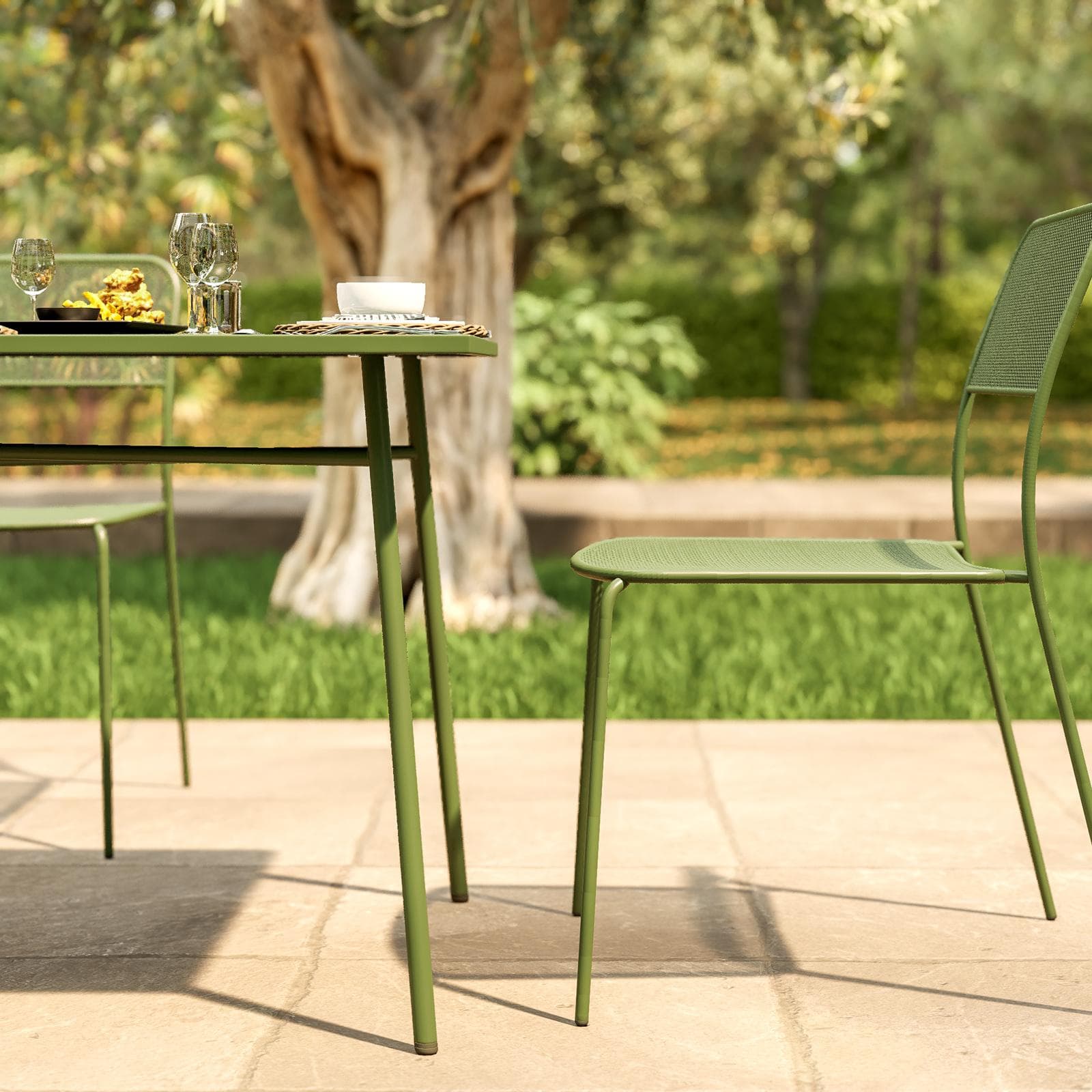 Tavolo da esterno 150x80 cm in acciaio verde oliva - Faber