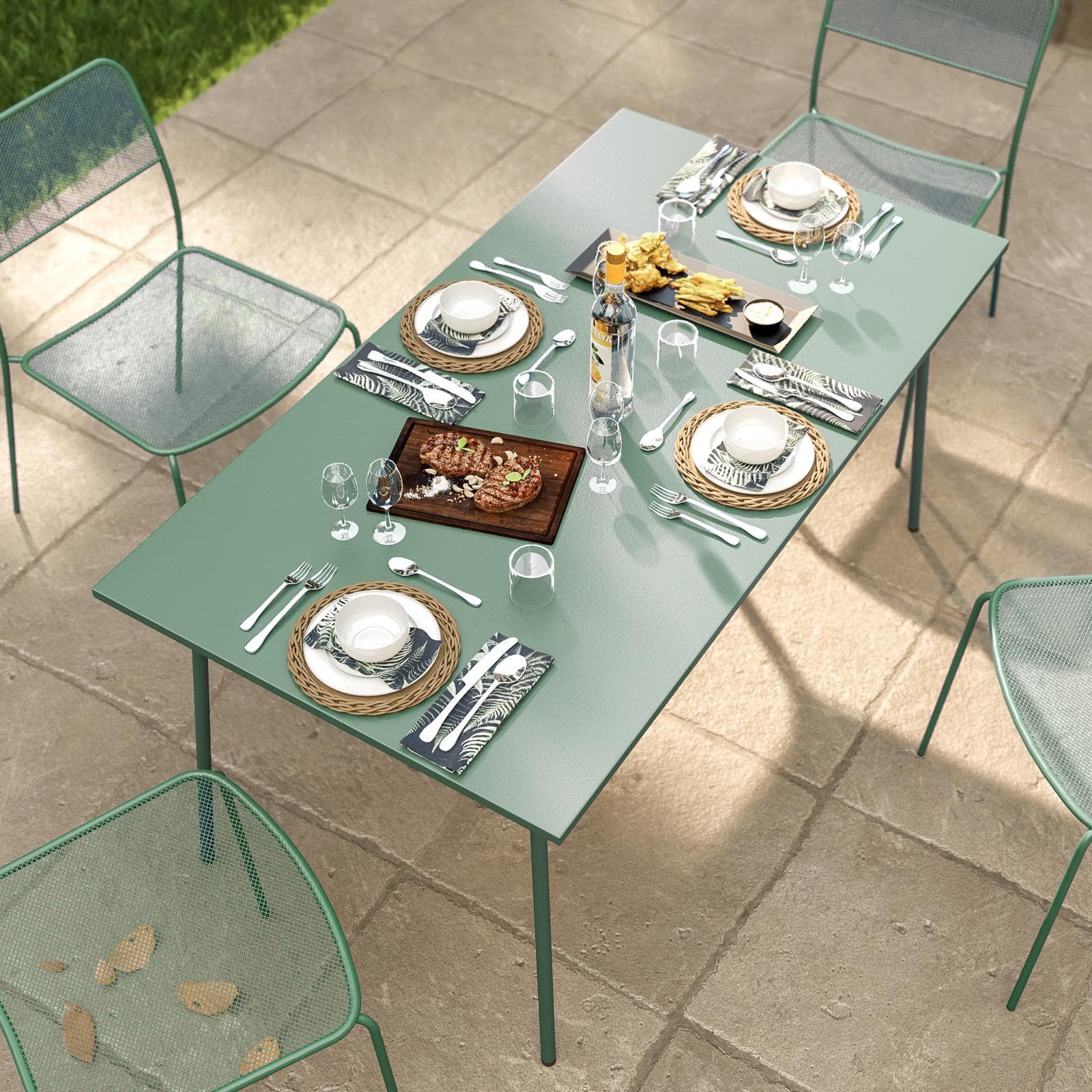 Tavolo da esterno 150x80 cm in acciaio verde marino - Faber