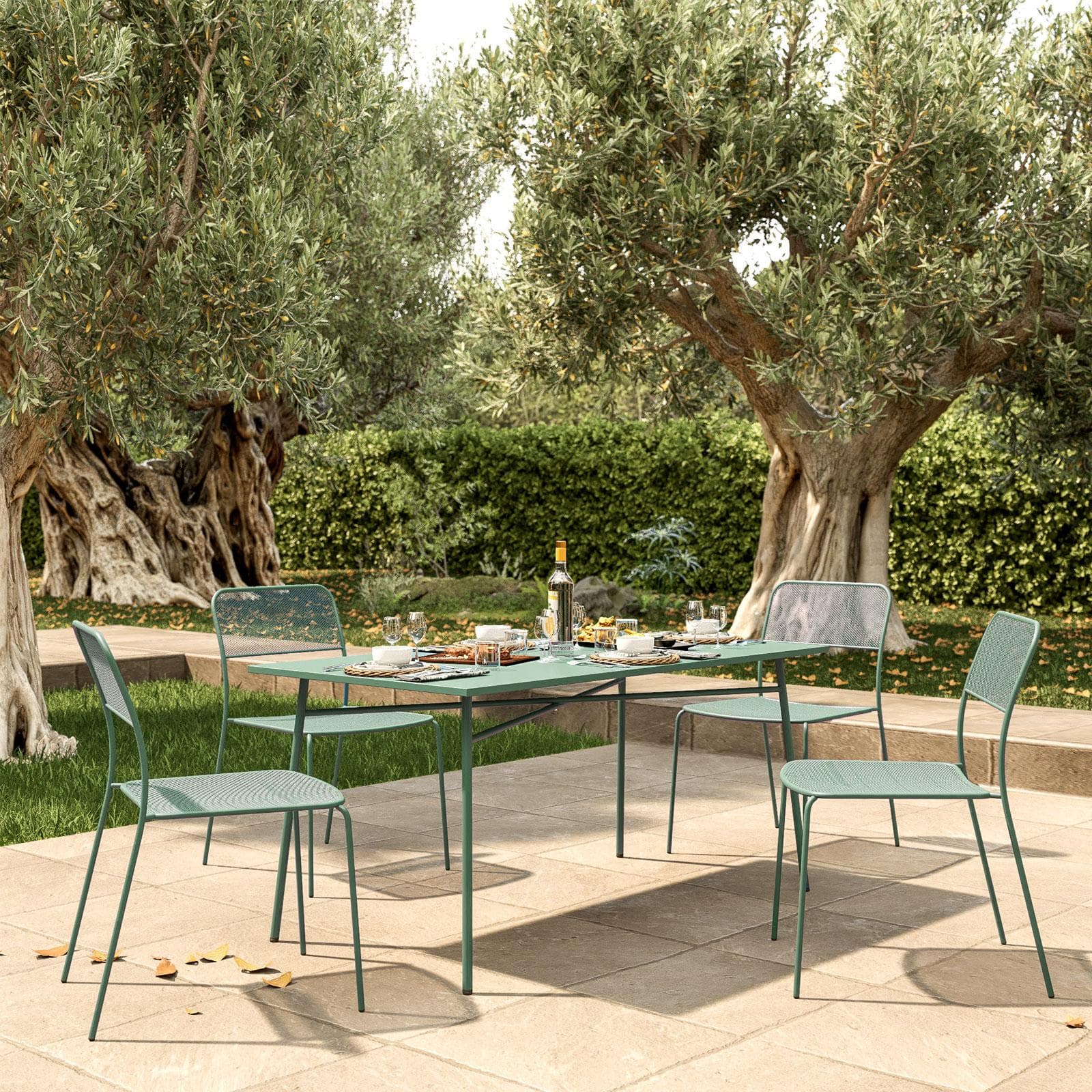 Tavolo da esterno 150x80 cm in acciaio verde marino - Faber