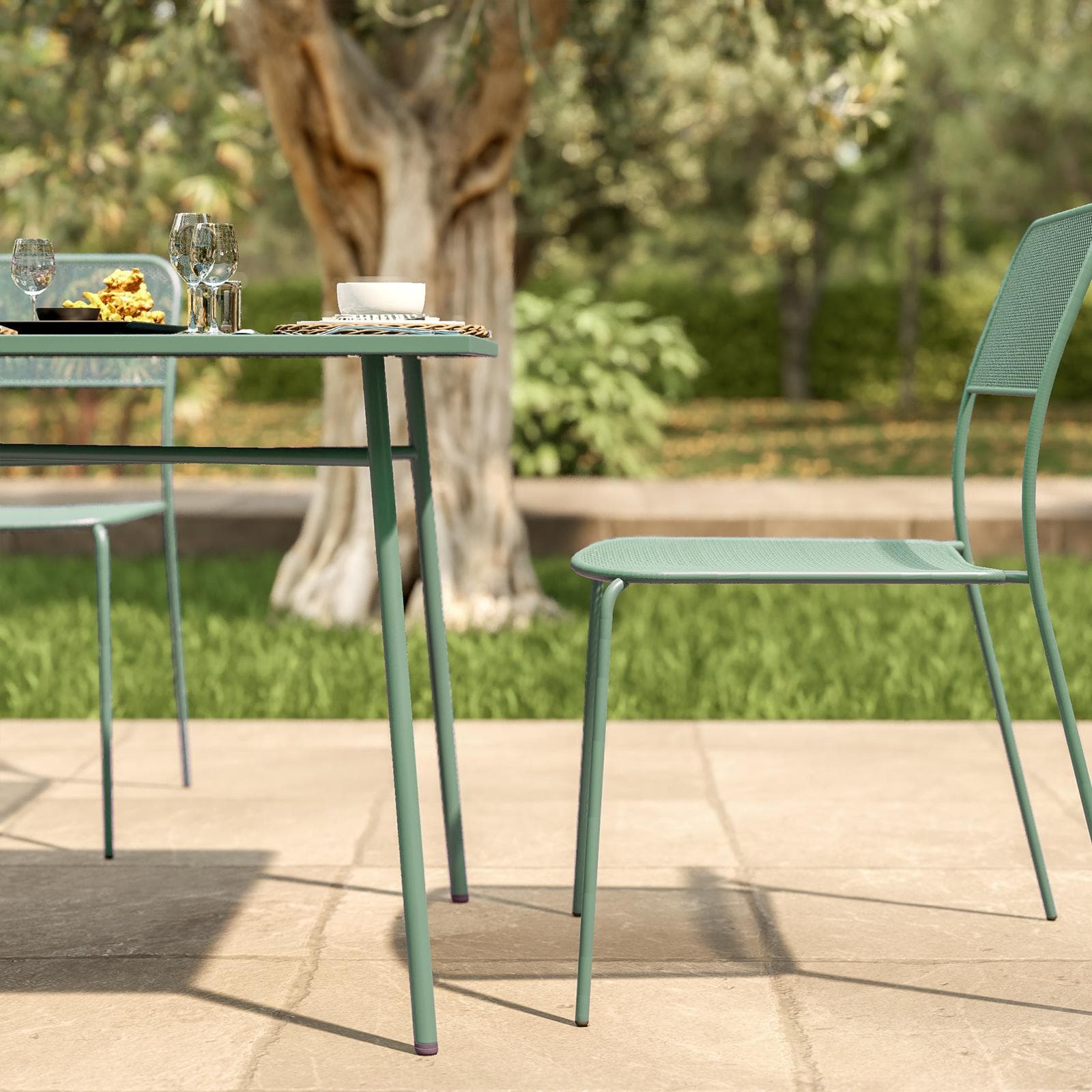 Tavolo da esterno 150x80 cm in acciaio verde marino - Faber