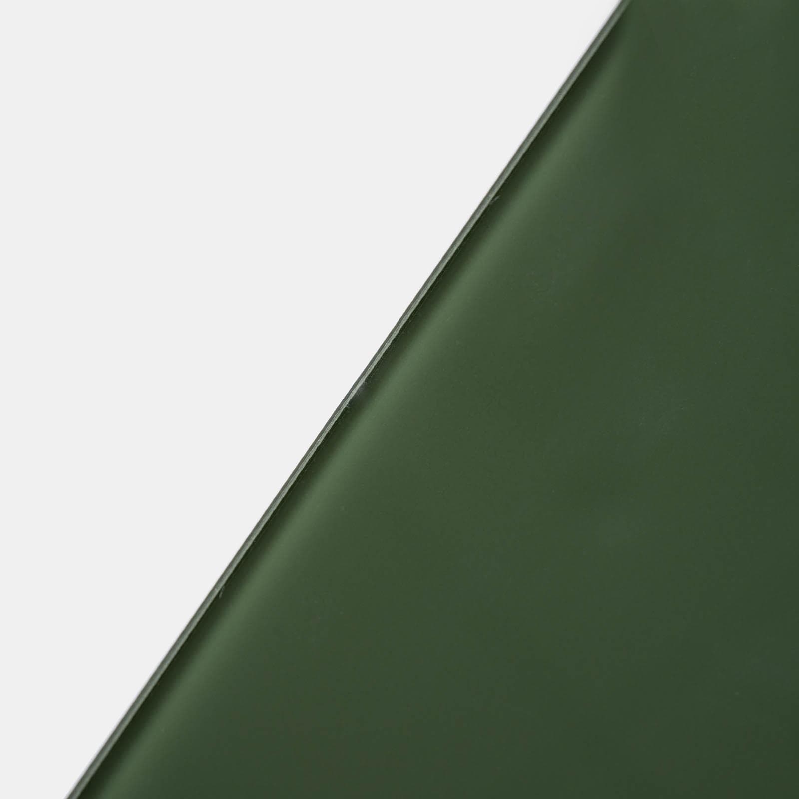 Tavolo da giardino 150x90 cm con top in vetro temperato e acciaio verde oliva - Tamika