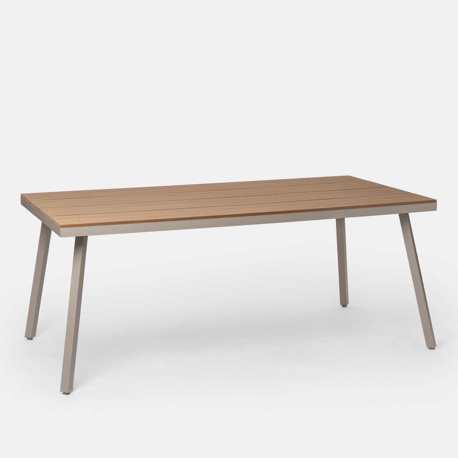 Tavolo da giardino 180x90 cm con top effetto legno e struttura in metallo tortora - Ibisco