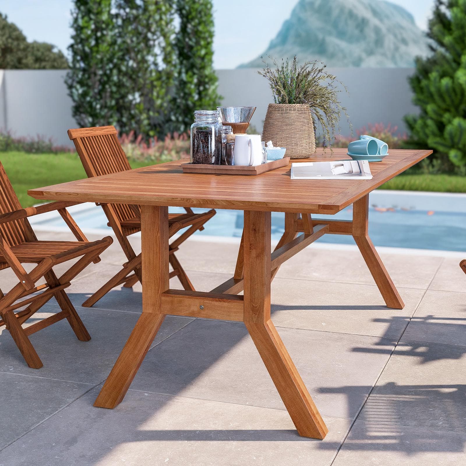 Tavolo da giardino 220x100 cm in legno teak - Emrys