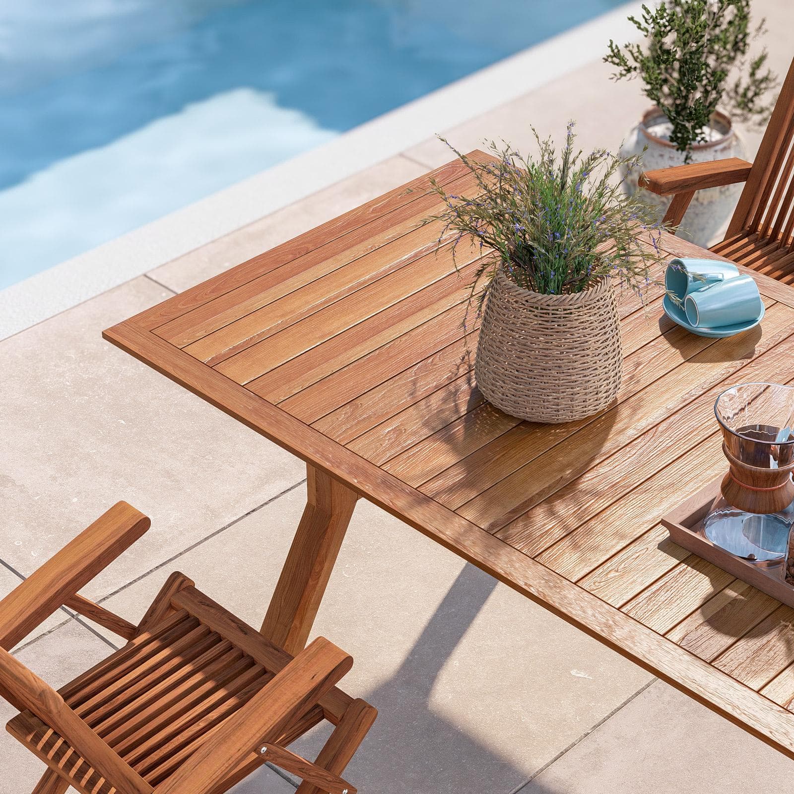 Tavolo da giardino 220x100 cm in legno teak - Emrys
