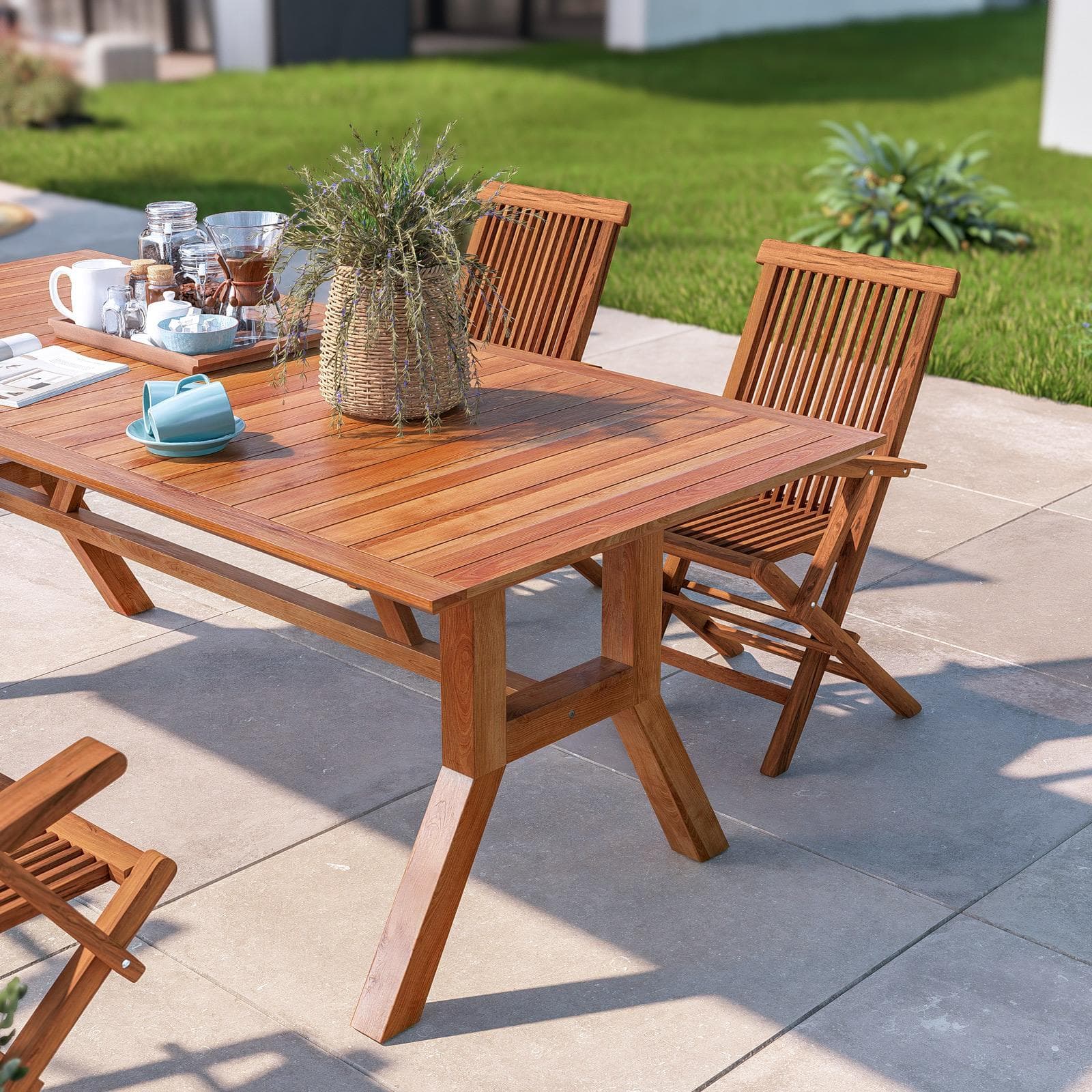 Tavolo da giardino 220x100 cm in legno teak - Emrys