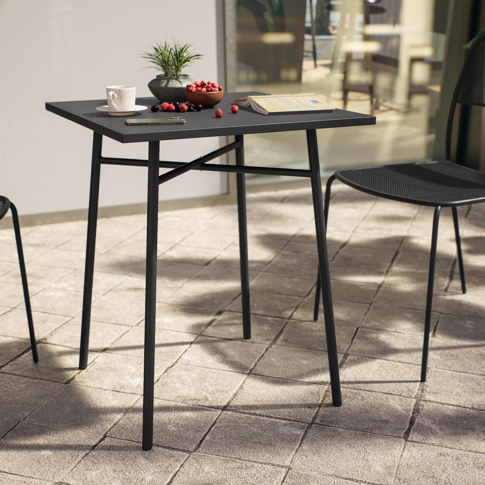 Tavolo da esterno 60x60 cm in acciaio nero - Faber