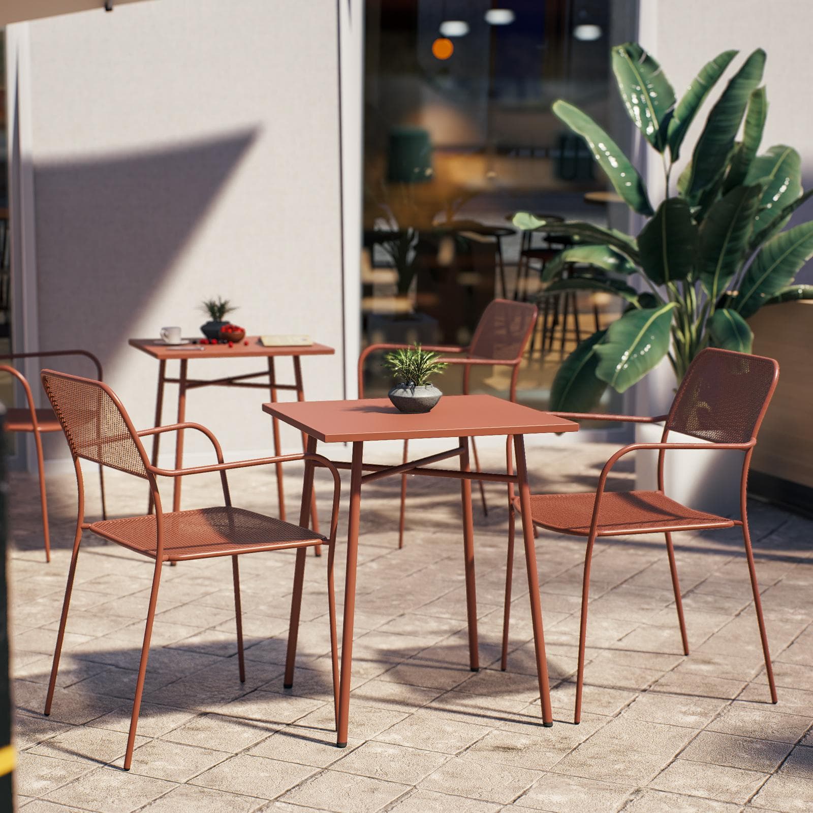 Tavolo da esterno 60x60 cm in acciaio terracotta - Faber
