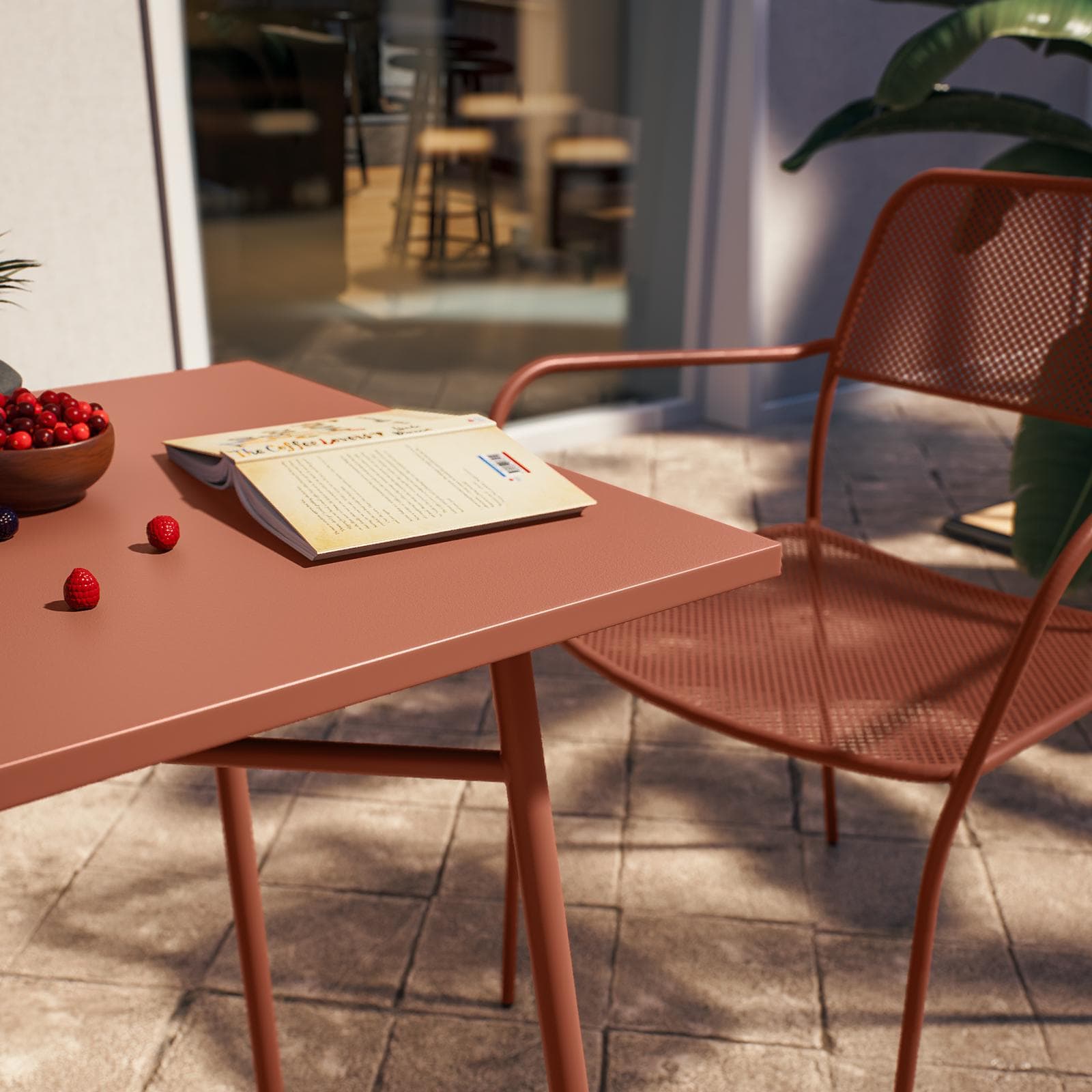 Tavolo da esterno 60x60 cm in acciaio terracotta - Faber