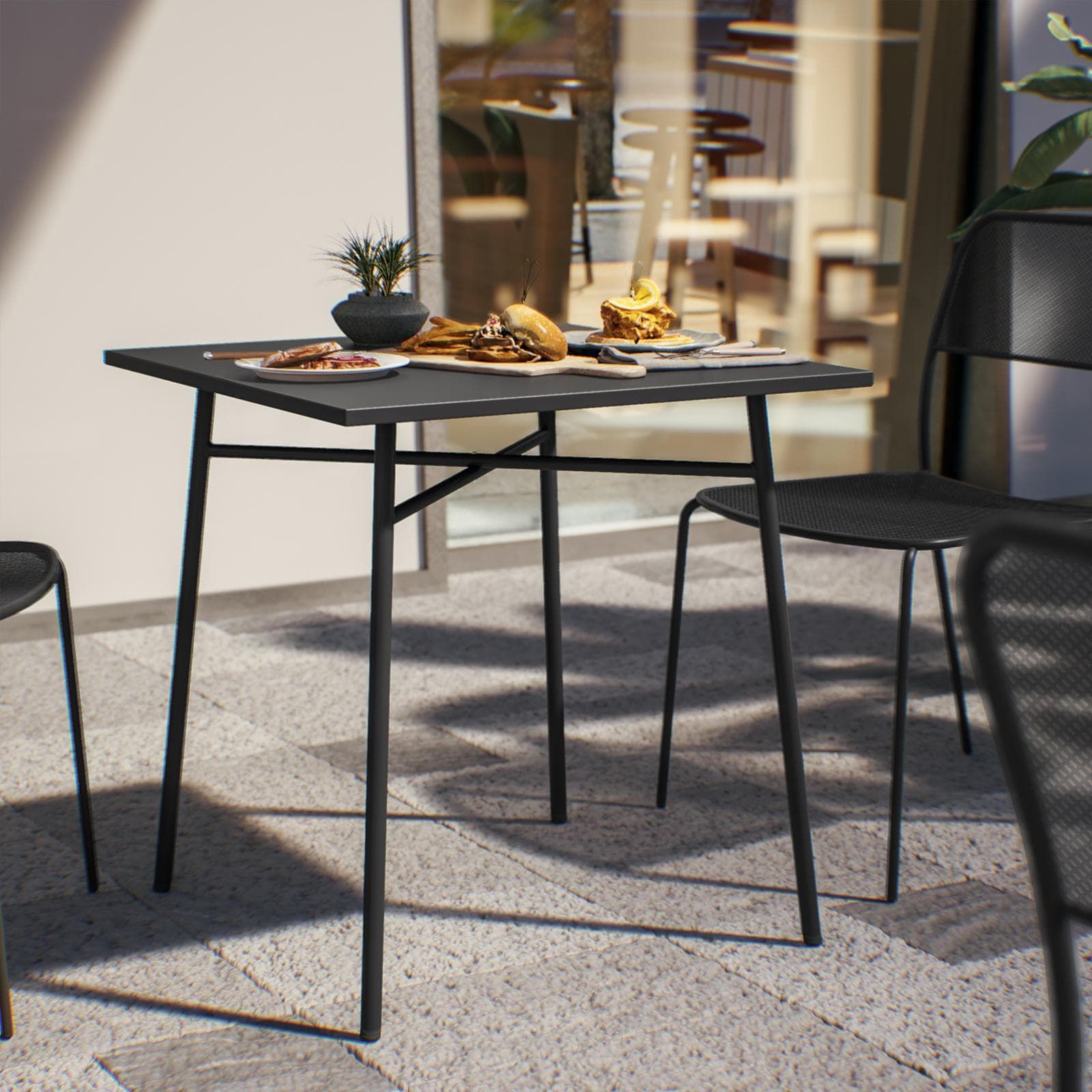 Tavolo da esterno 70x70 cm in acciaio nero - Faber