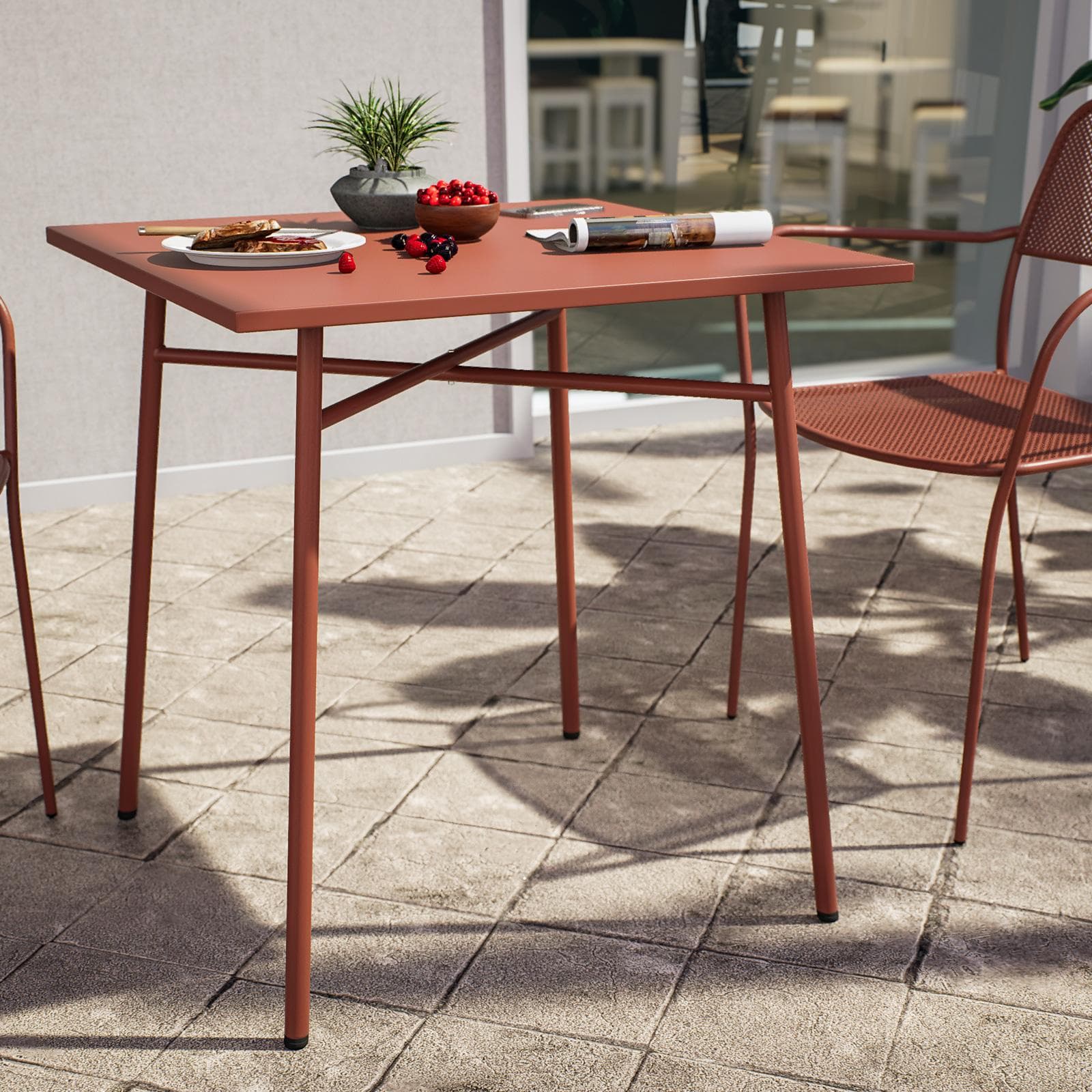 Tavolo da esterno 70x70 cm in acciaio terracotta - Faber