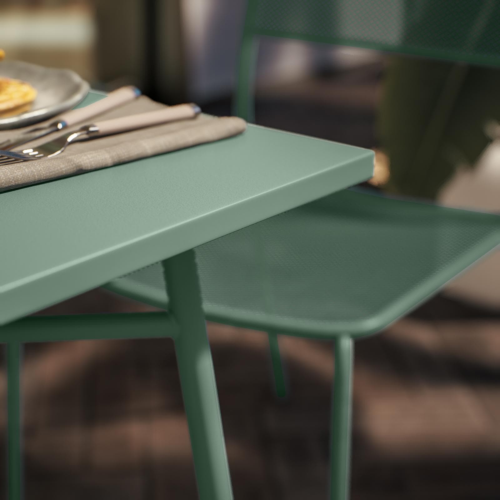 Tavolo da esterno 70x70 cm in acciaio verde marino - Faber