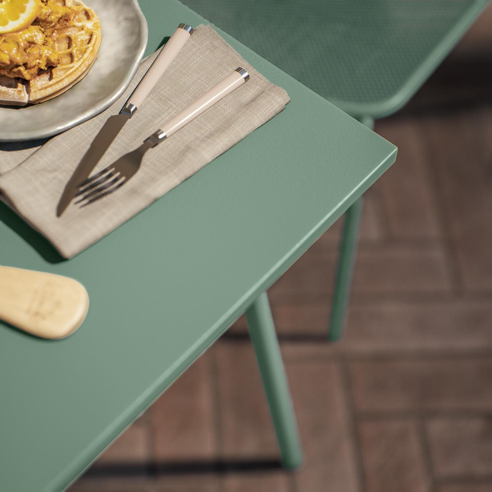 Tavolo da esterno 70x70 cm in acciaio verde marino - Faber