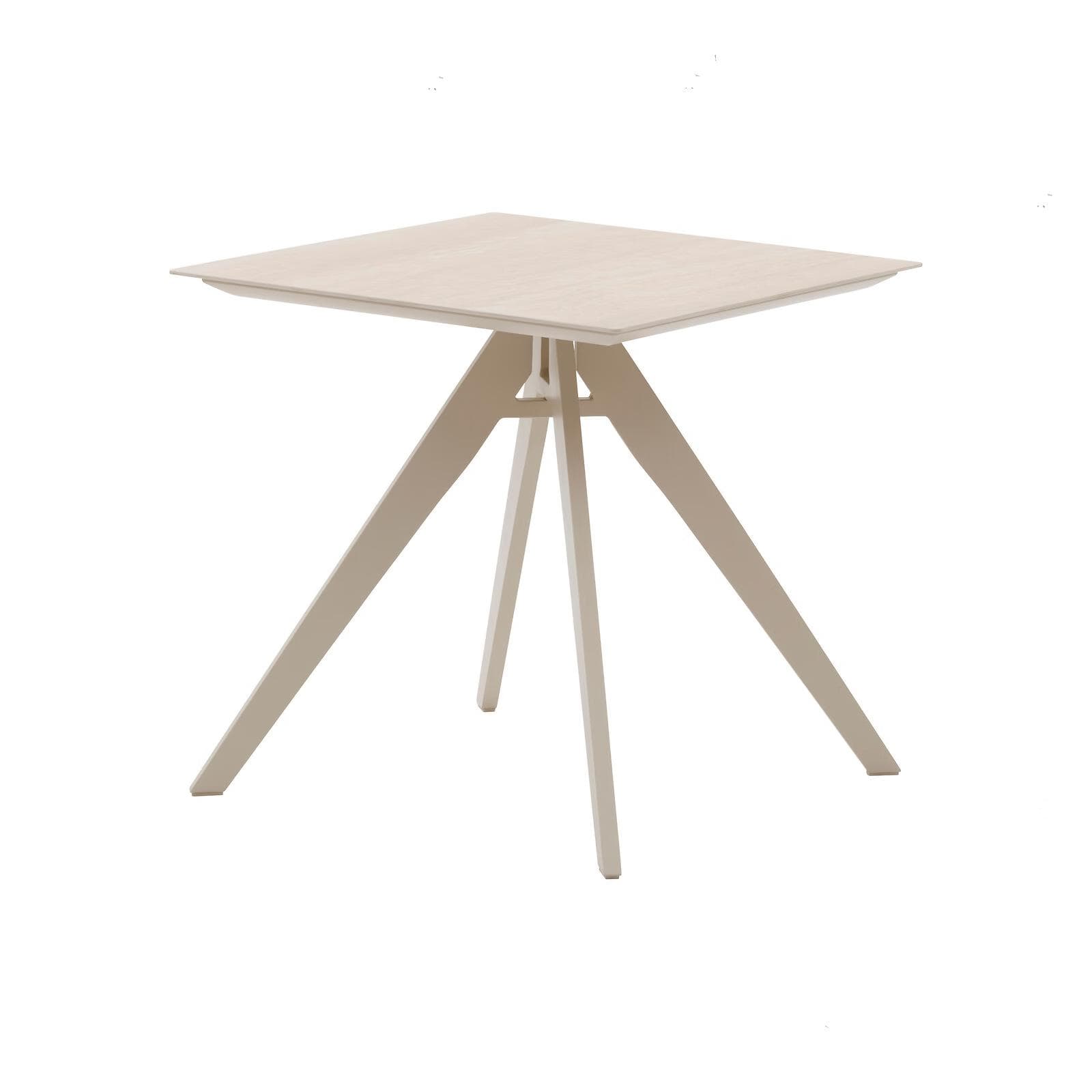 Tavolo da giardino 75x75 cm in alluminio crema con top effetto marmo - Dyeg