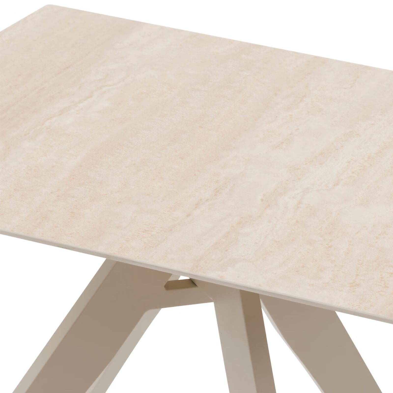 Tavolo da giardino 75x75 cm in alluminio crema con top effetto marmo - Dyeg