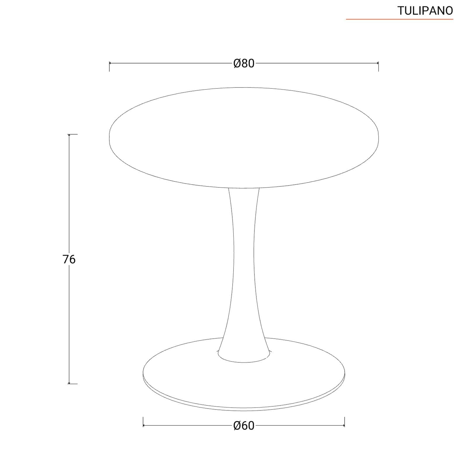 Tavolo rotondo da giardino 80 cm metallo nero e top effetto terrazzo veneziano - Tulipano