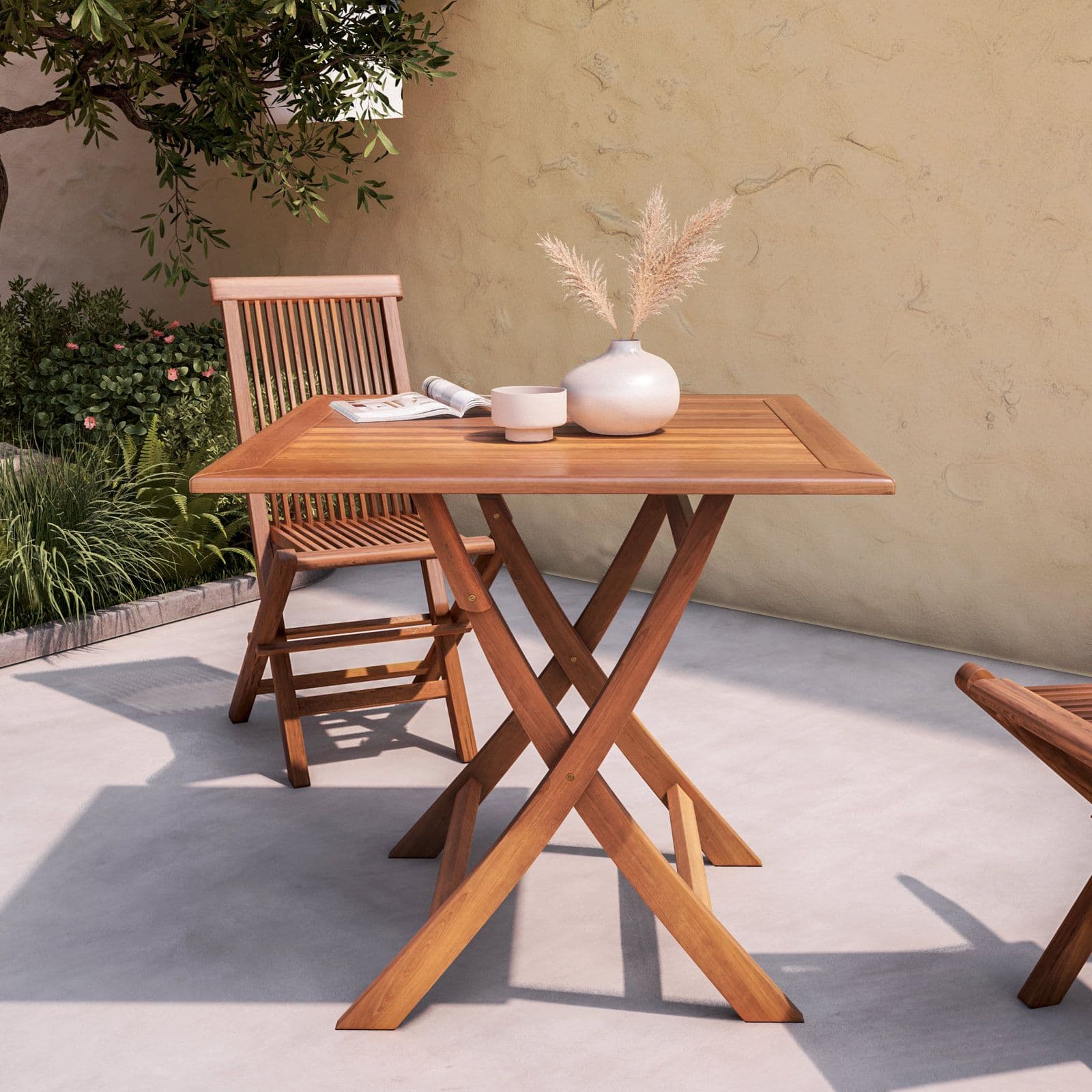 Tavolo da pranzo pieghevole 80x80 cm in legno teak - Louis