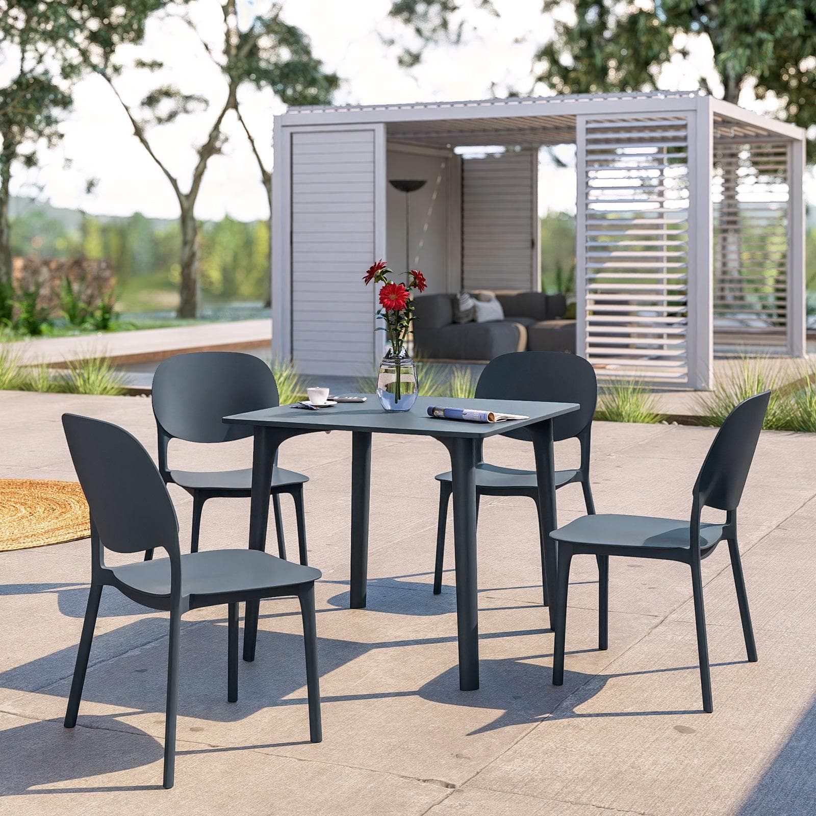 Tavolo da giardino 80x80 cm in polipropilene blu oceano - Qalis