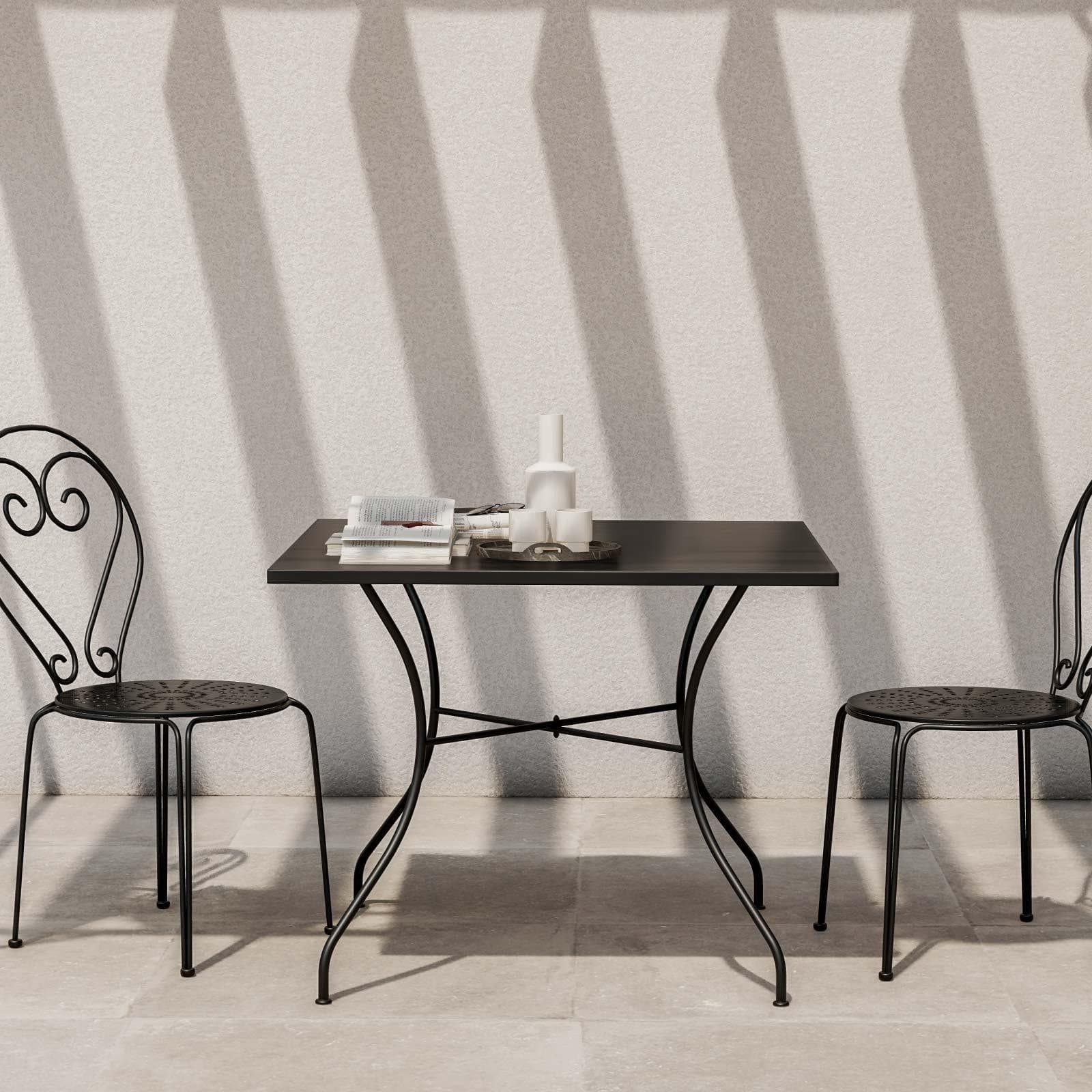 Tavolo da giardino 90x90 cm in metallo nero - Loren
