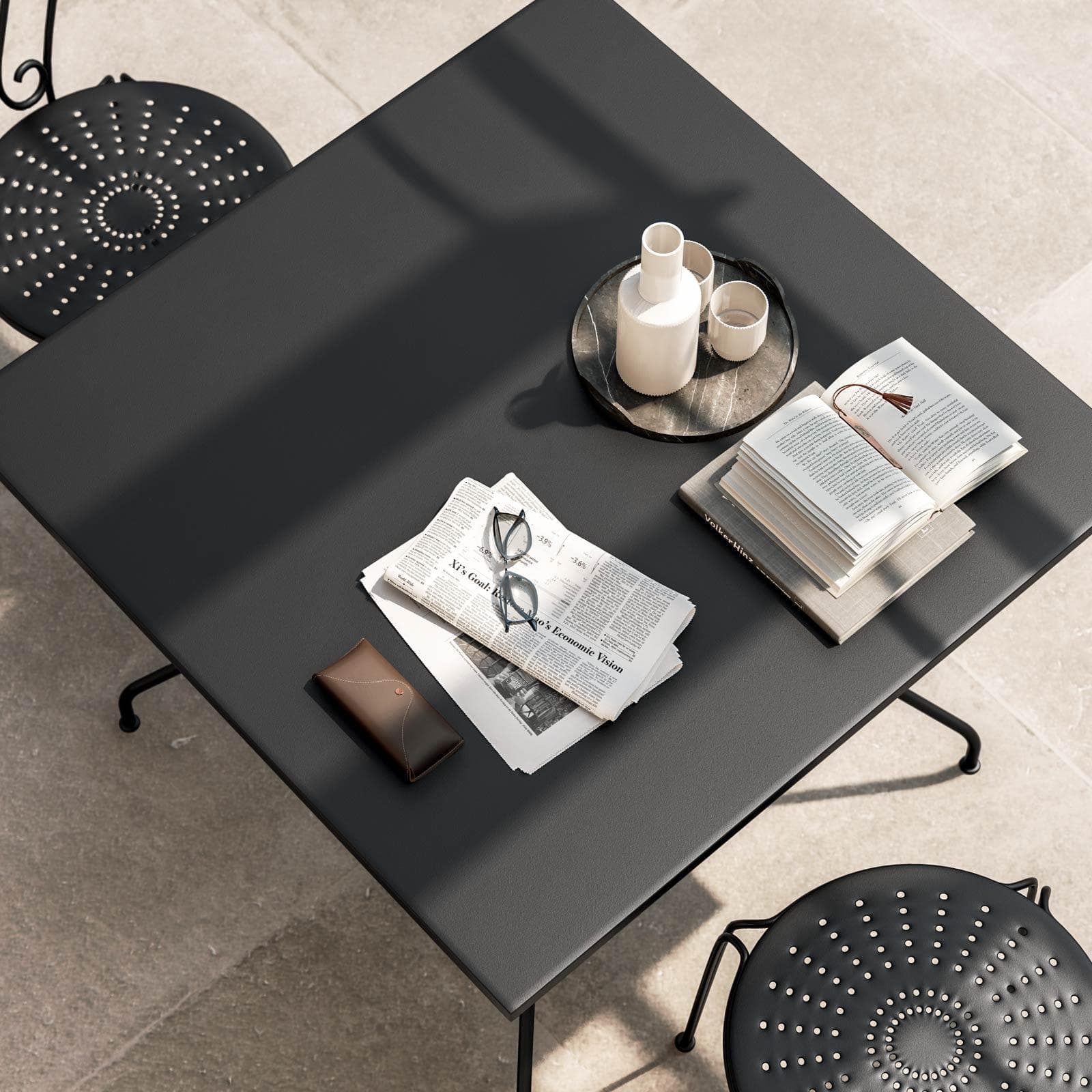 Tavolo da giardino 90x90 cm in metallo nero - Loren