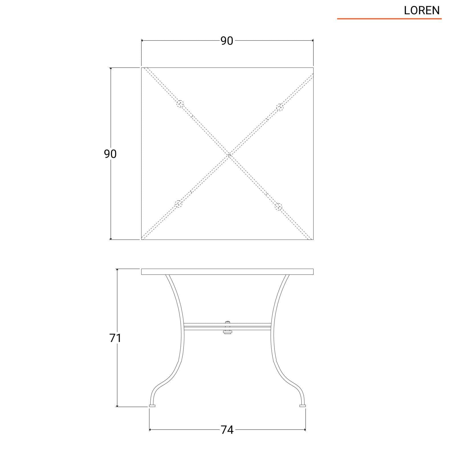 Tavolo da giardino 90x90 cm in metallo nero - Loren