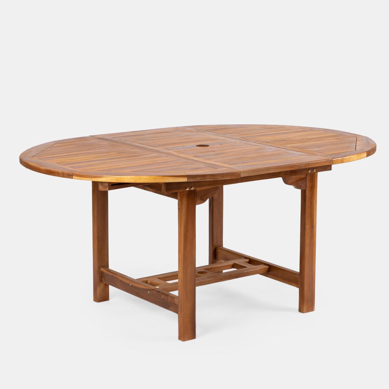 Tavolo rotondo da giardino allungabile 120/170x120 cm in legno teak - Louis