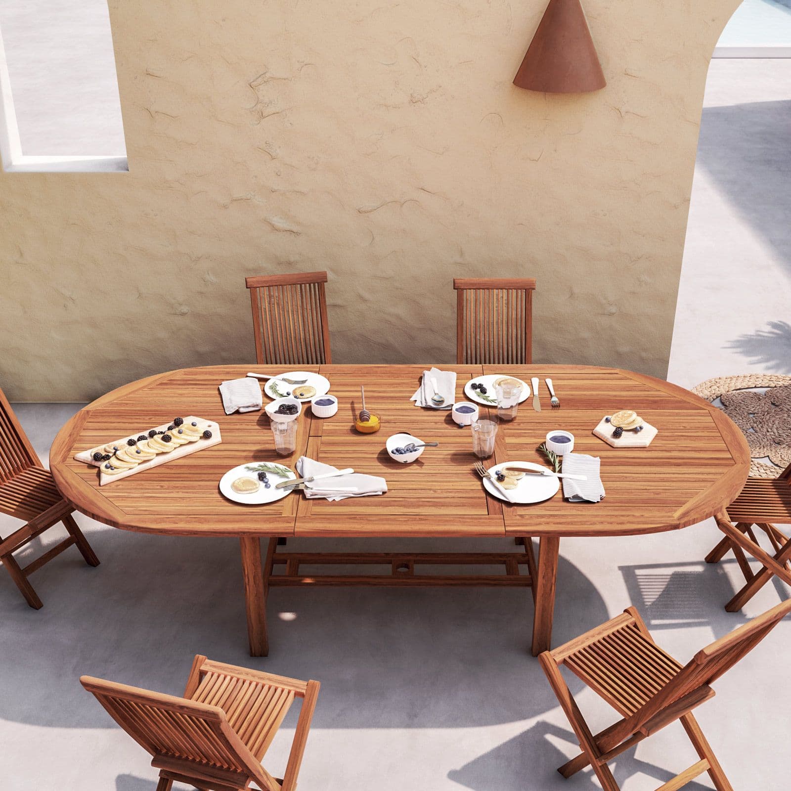 Tavolo da pranzo allungabile 180/240x120 cm in legno teak - Louis