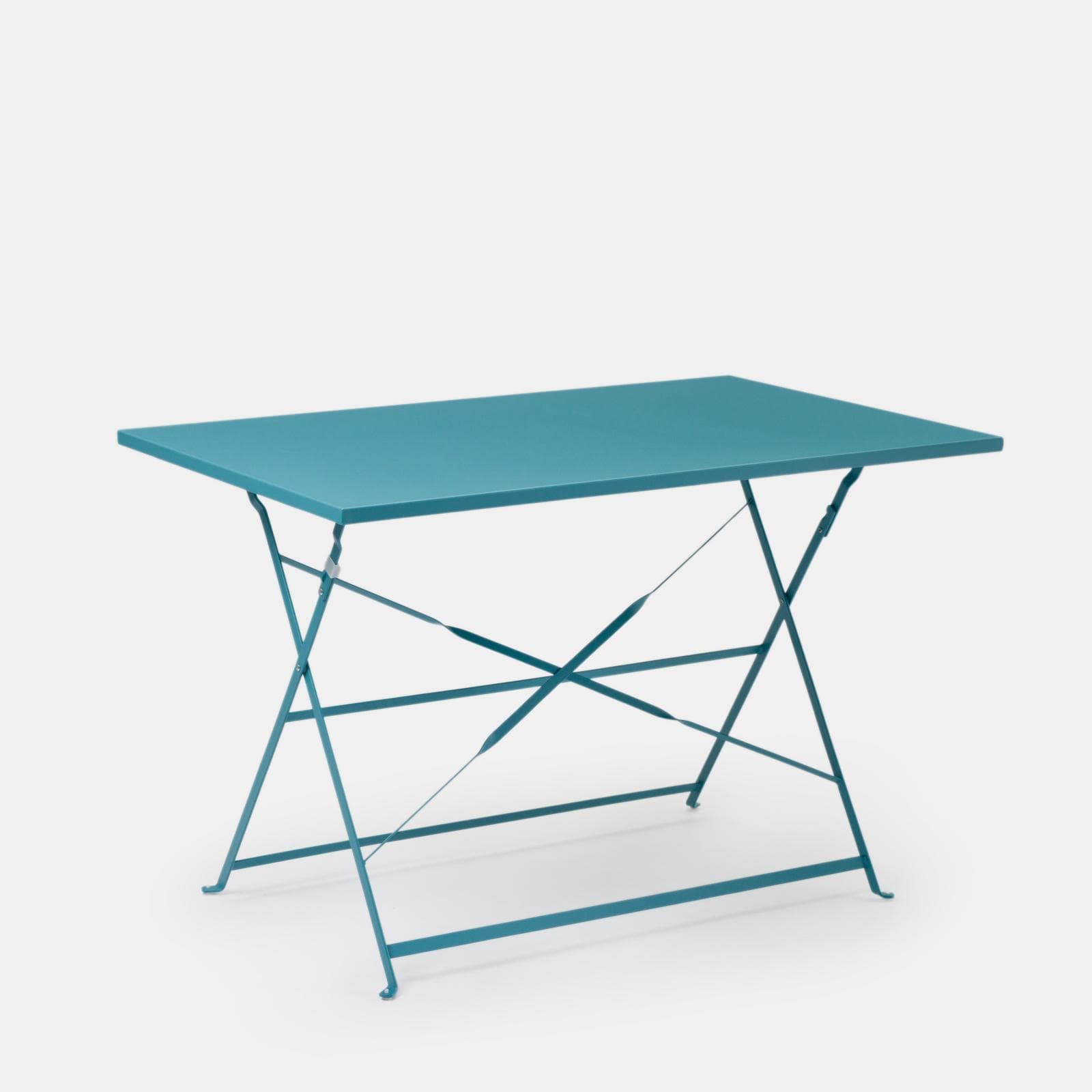 Tavolo da giardino pieghevole 110x70 cm in metallo blu pavone - Atelier