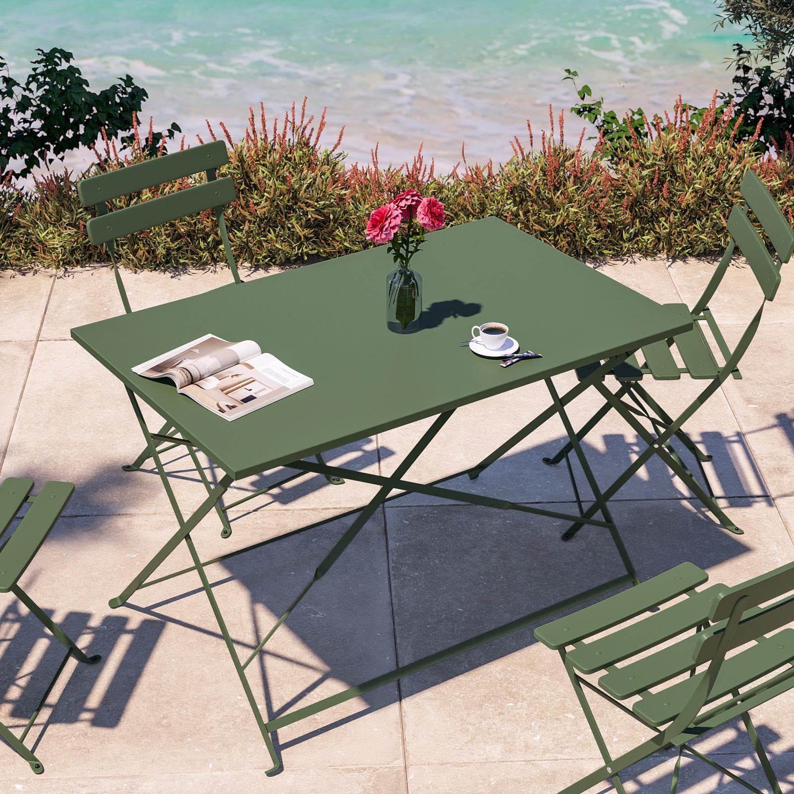 Tavolo da giardino pieghevole 110x70 cm in metallo verde salvia - Atelier